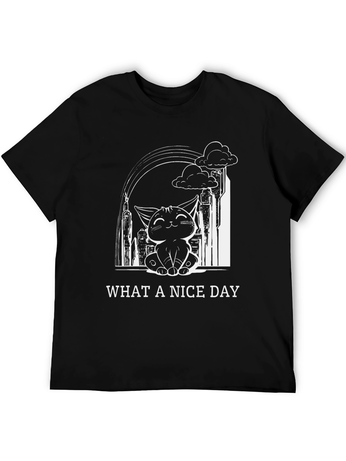 Black Nice Day Cat Graphic T-Shirt - Soft Cotton Blend view 5