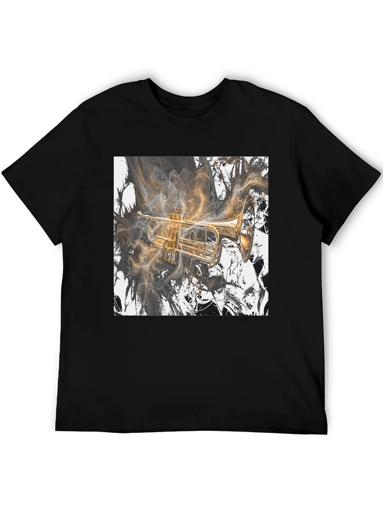 Black Musical Trumpet Graphic Black T-Shirt view 5