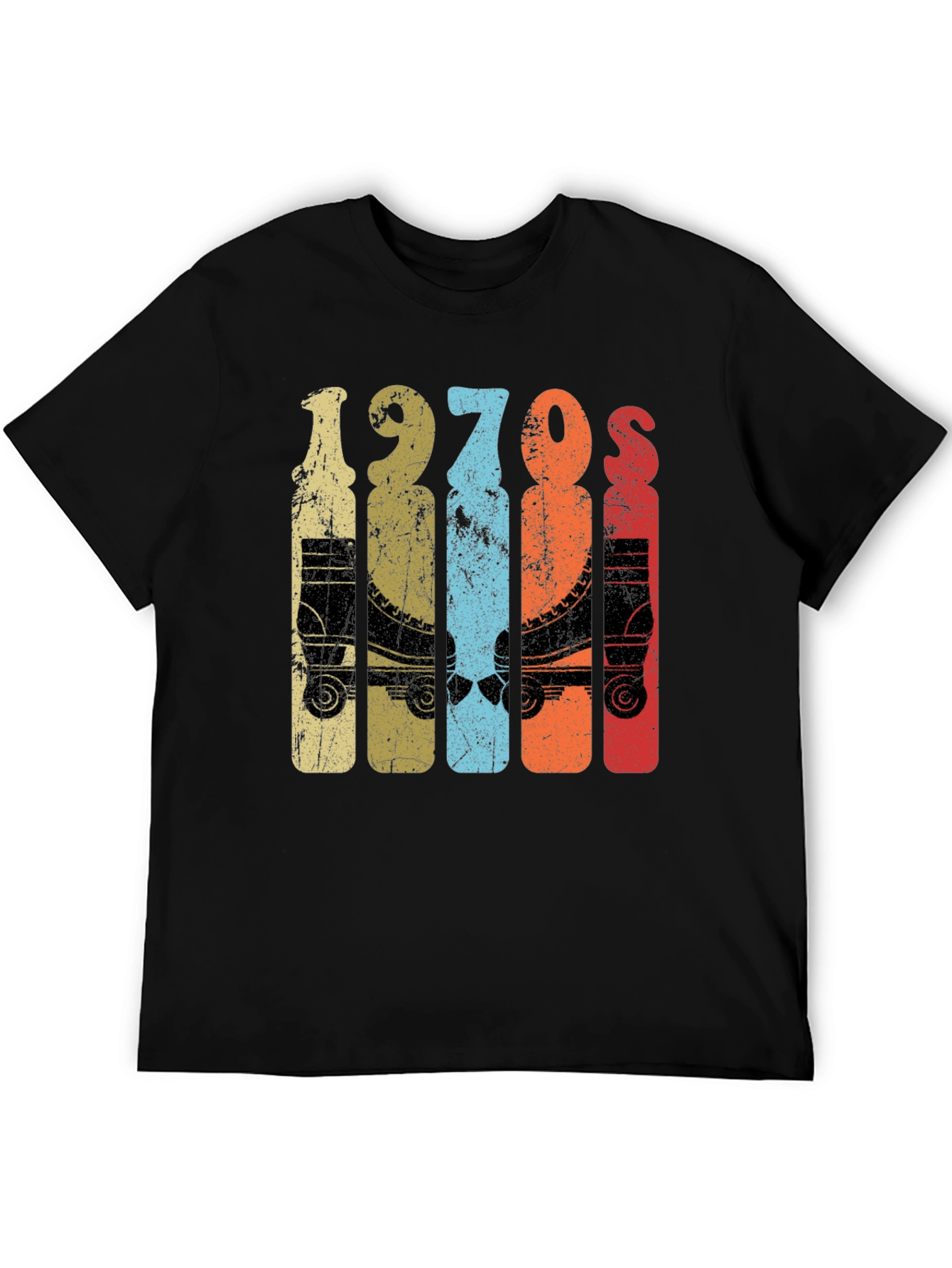 Black Vintage 1970s Roller Skate Graphic Tee view 5