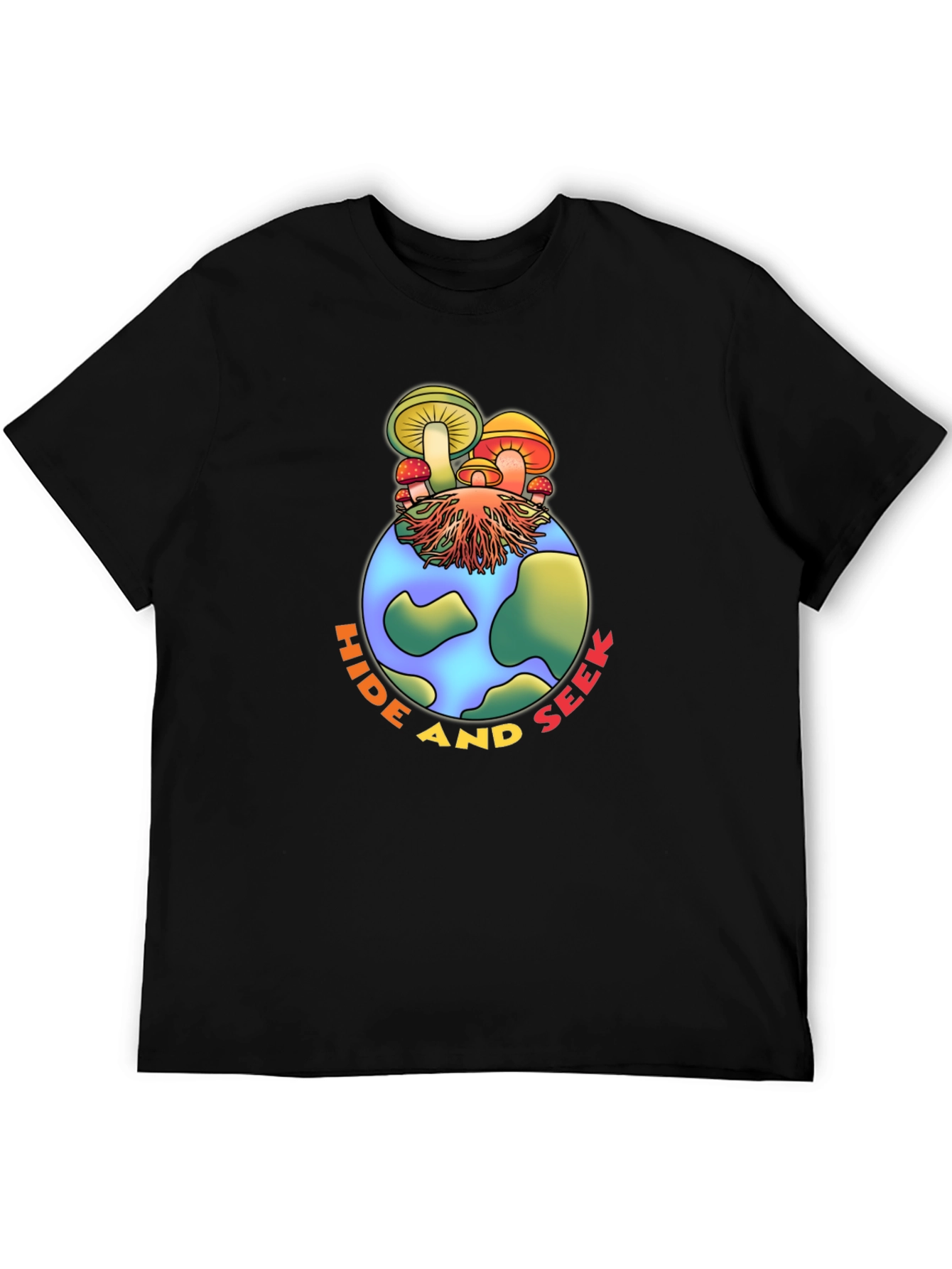 Black Hide and Seek Mushroom Earth Graphic Tee view 5