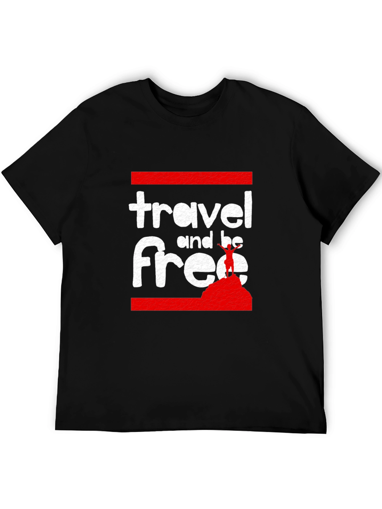 Black Travel and Be Free Black Graphic Tee view 5