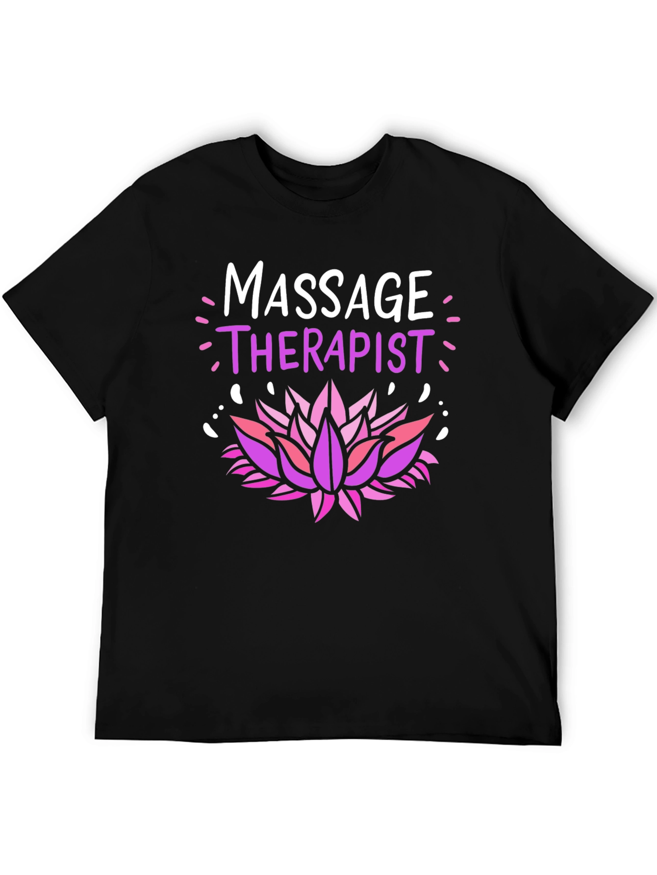 Black Massage Therapist Lotus Flower Graphic T-Shirt view 5