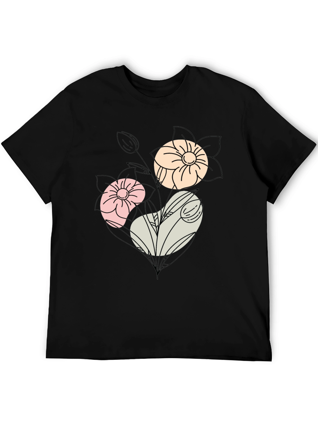 Black Floral Graphic Print Black T-Shirt view 5