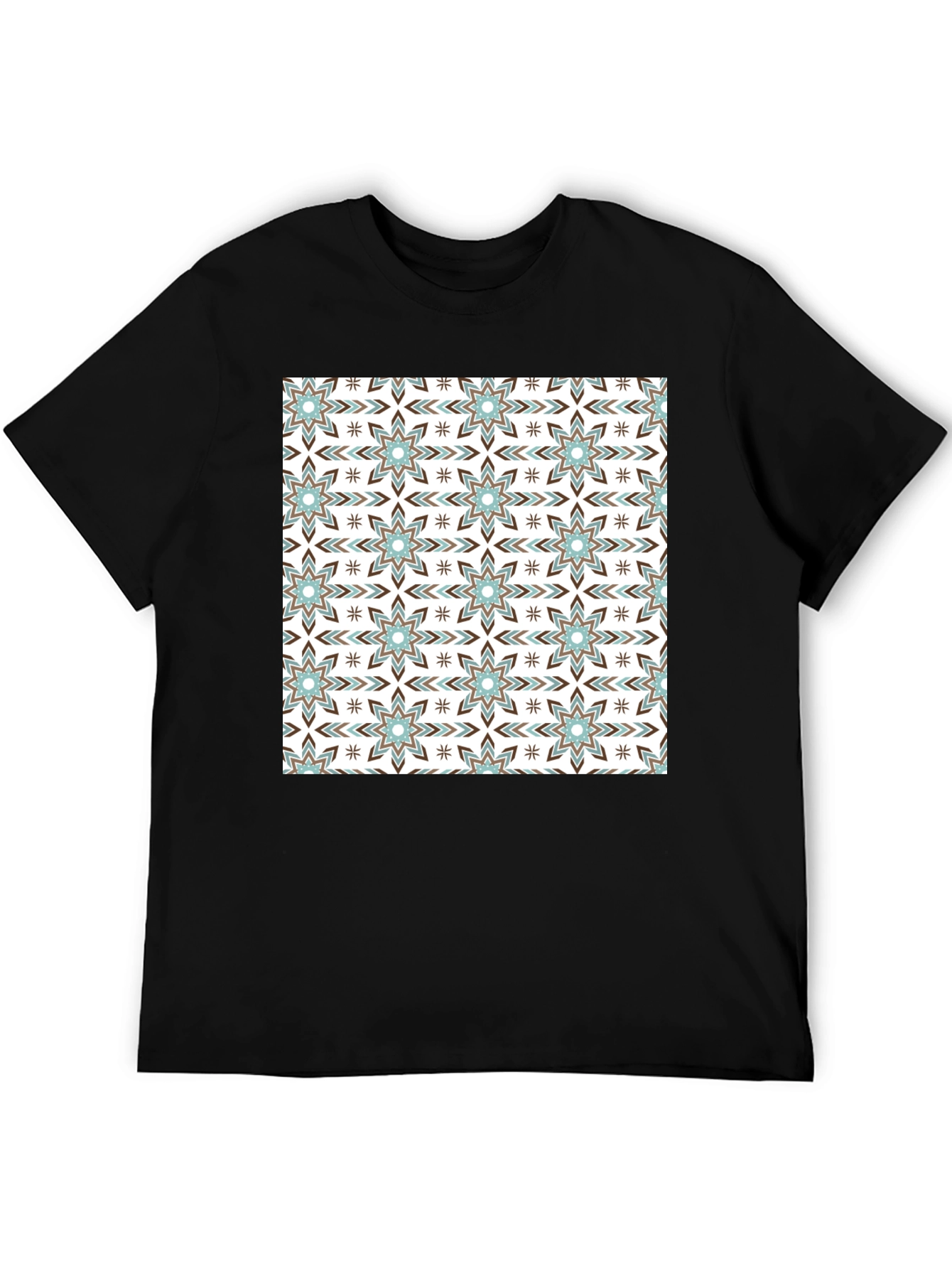 Black Patterned Crewneck T-Shirt view 5