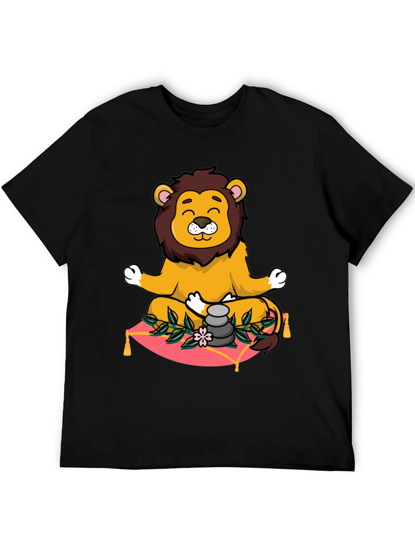 Black Zen Lion Meditation Graphic Tee view 5