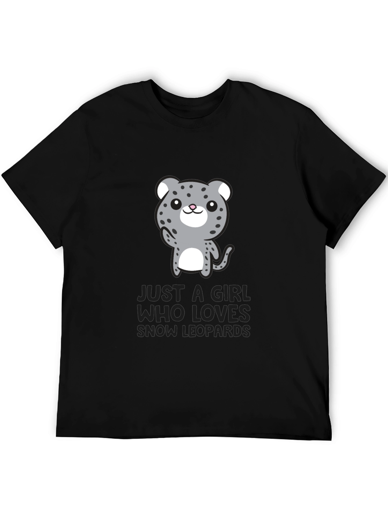 Black Girl Who Loves Snow Leopards Black T-Shirt view 5