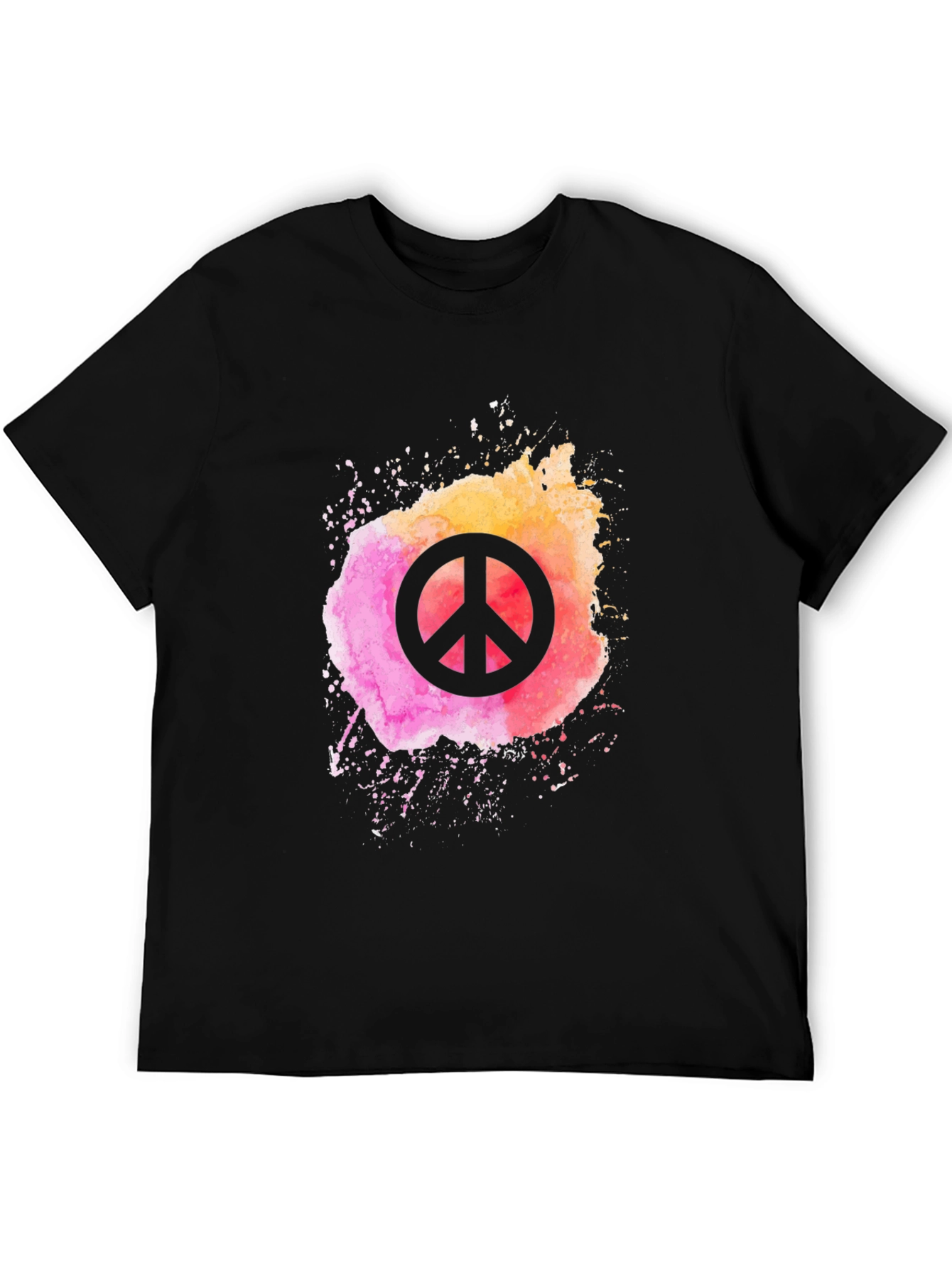 Black Peace Sign Watercolor Graphic Tee - Black view 5