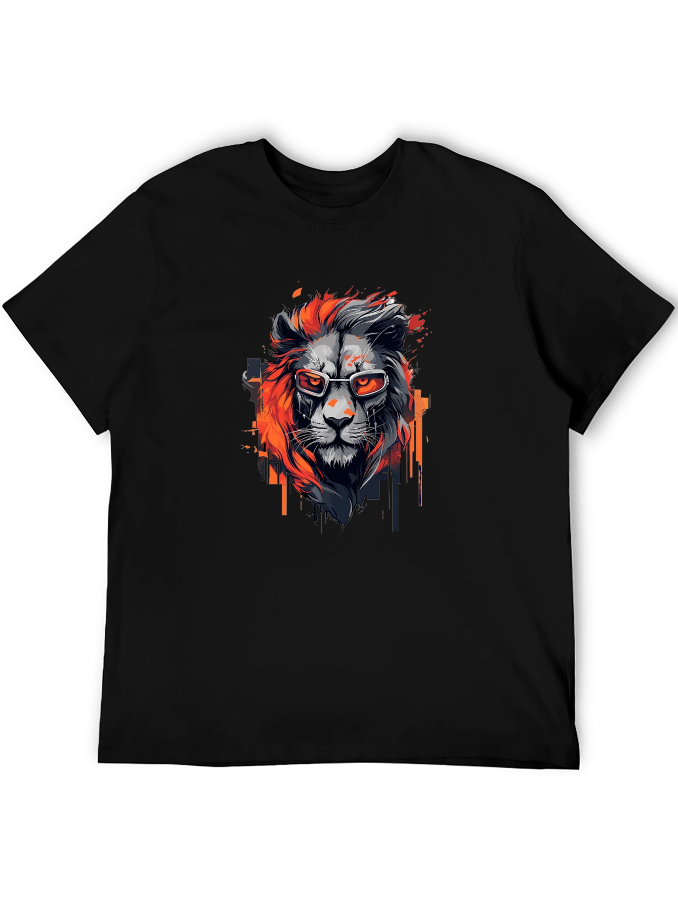 Black Cool Lion Graphic Tee - Black view 5
