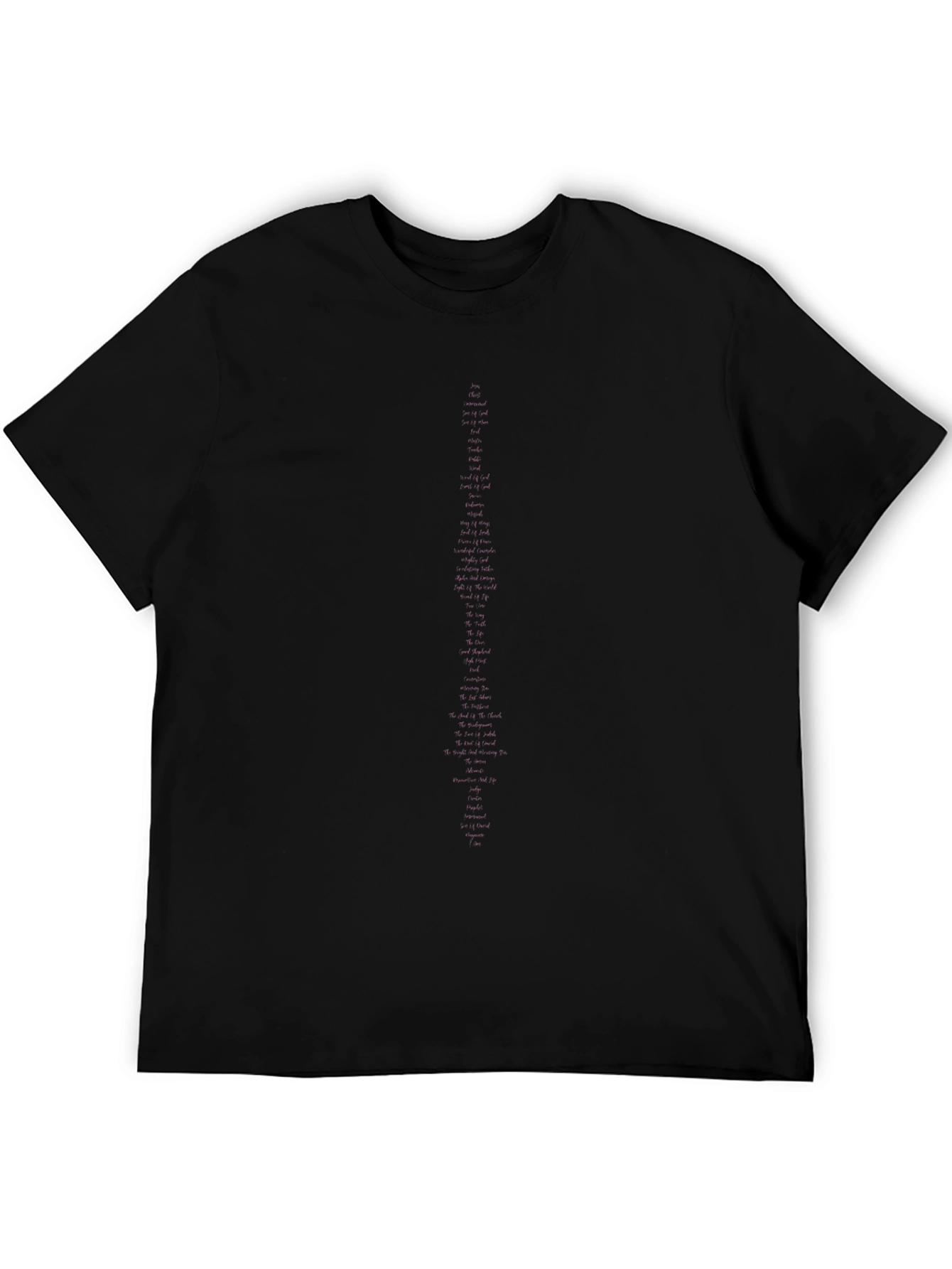 Black Men's Black Crew Neck T-Shirt with Red Text view 5