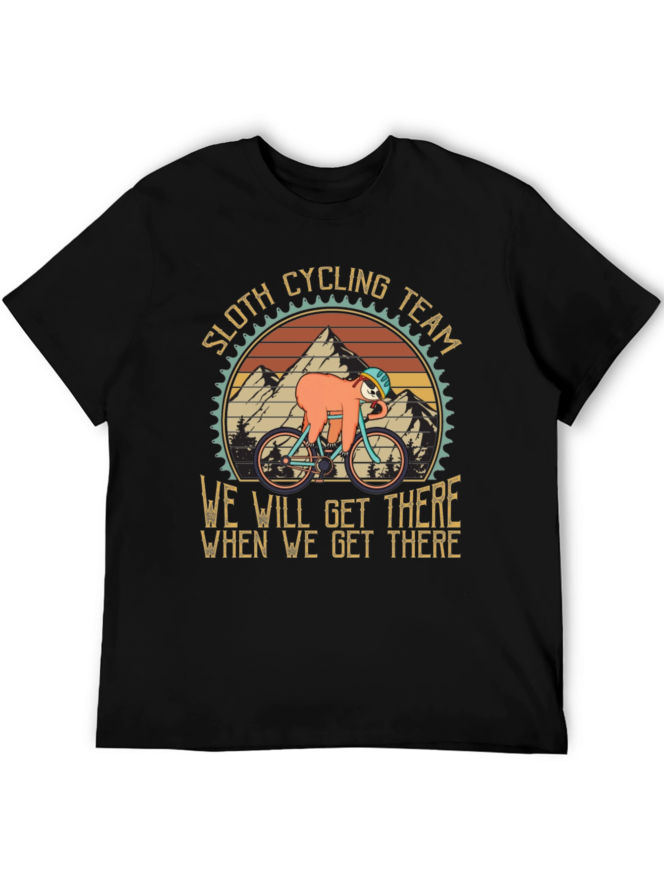Black Sloth Cycling Team T-Shirt - We Will Get There Design view 5