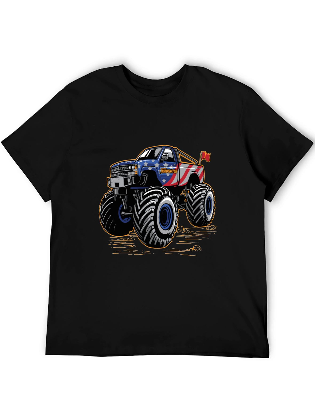 Black Monster Truck Tee - Patriotic USA Design view 5