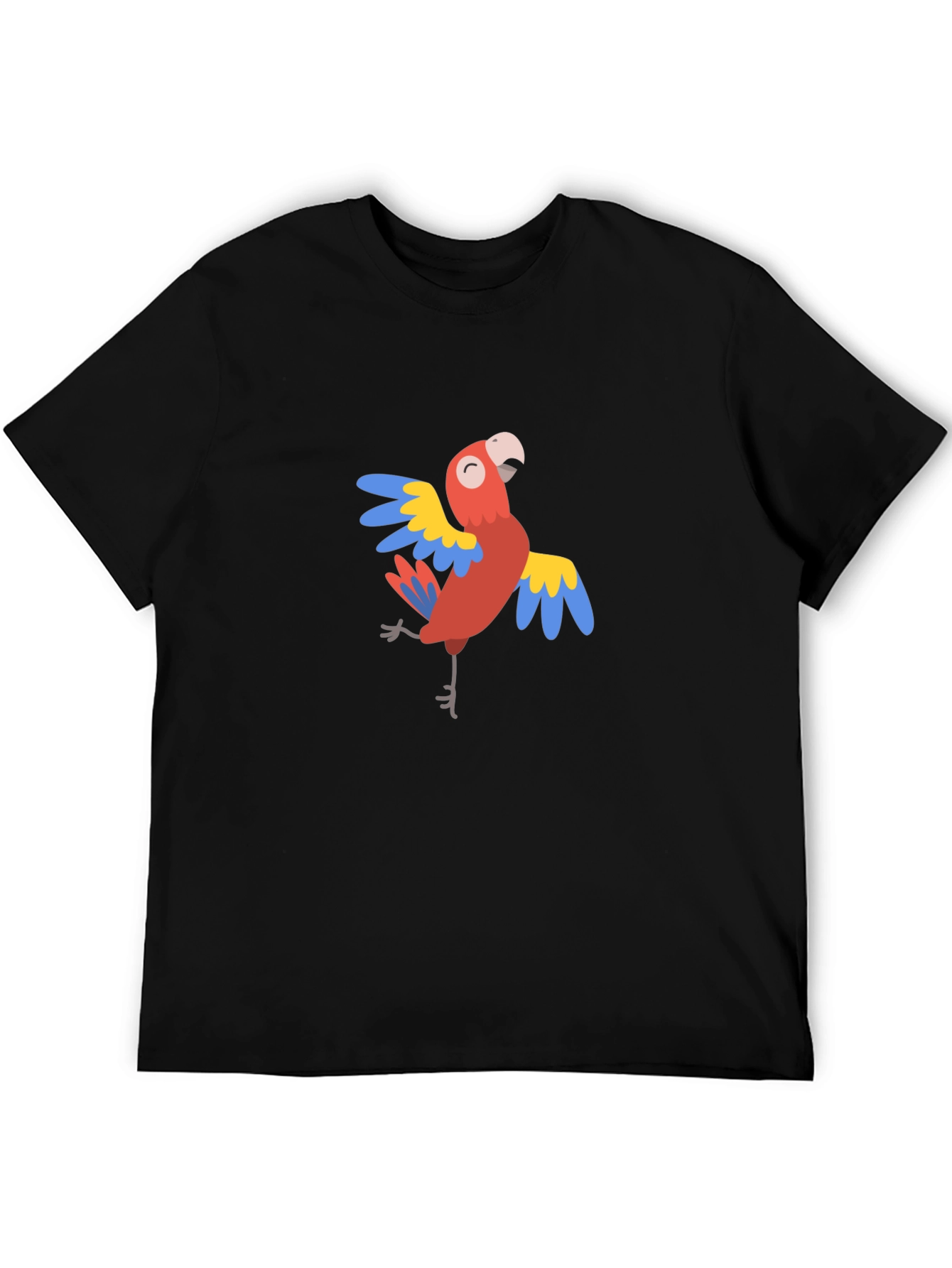Black Parrot Graphic Print Men's T-Shirt view 5
