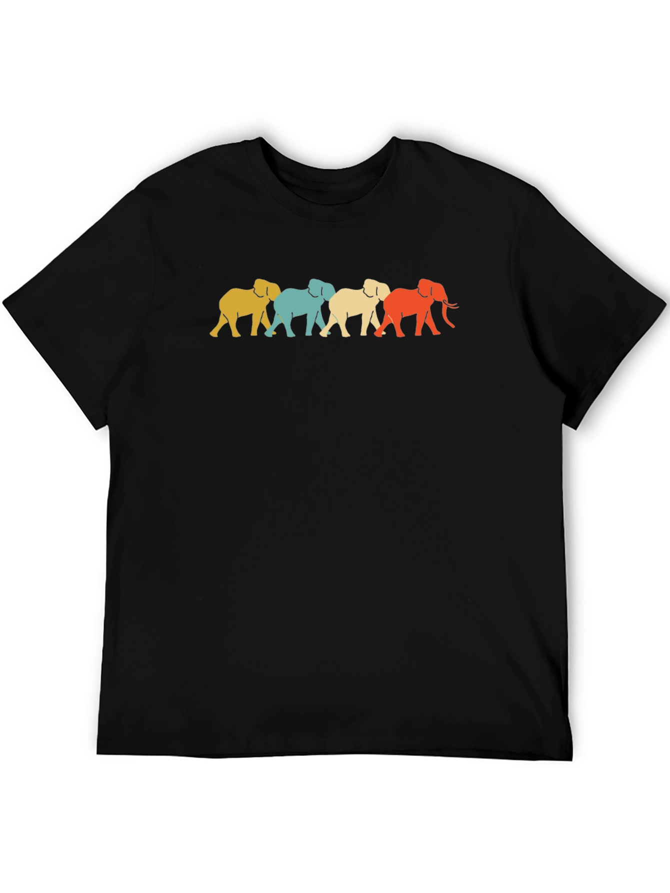 Black Retro Elephant Parade Black T-Shirt view 5