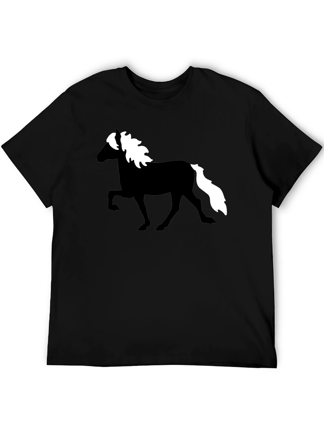 Black Horse Silhouette Graphic Tee - Black Cotton T-Shirt view 5