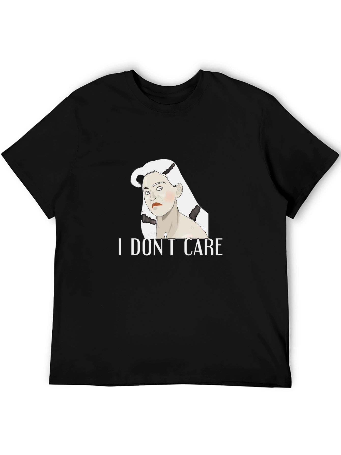 Black I Don't Care Graphic Tee - Unisex Black T-Shirt view 5