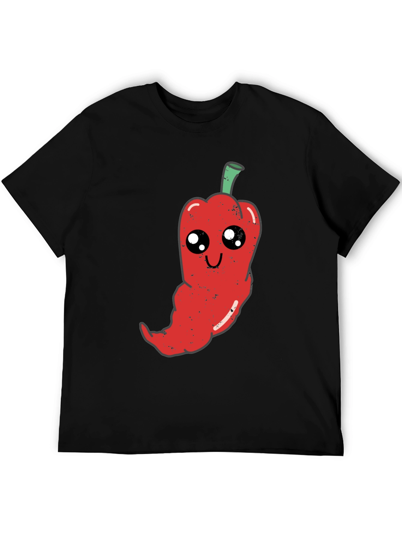 Black Kawaii Pepper Graphic Tee - Soft Black Cotton T-Shirt view 5