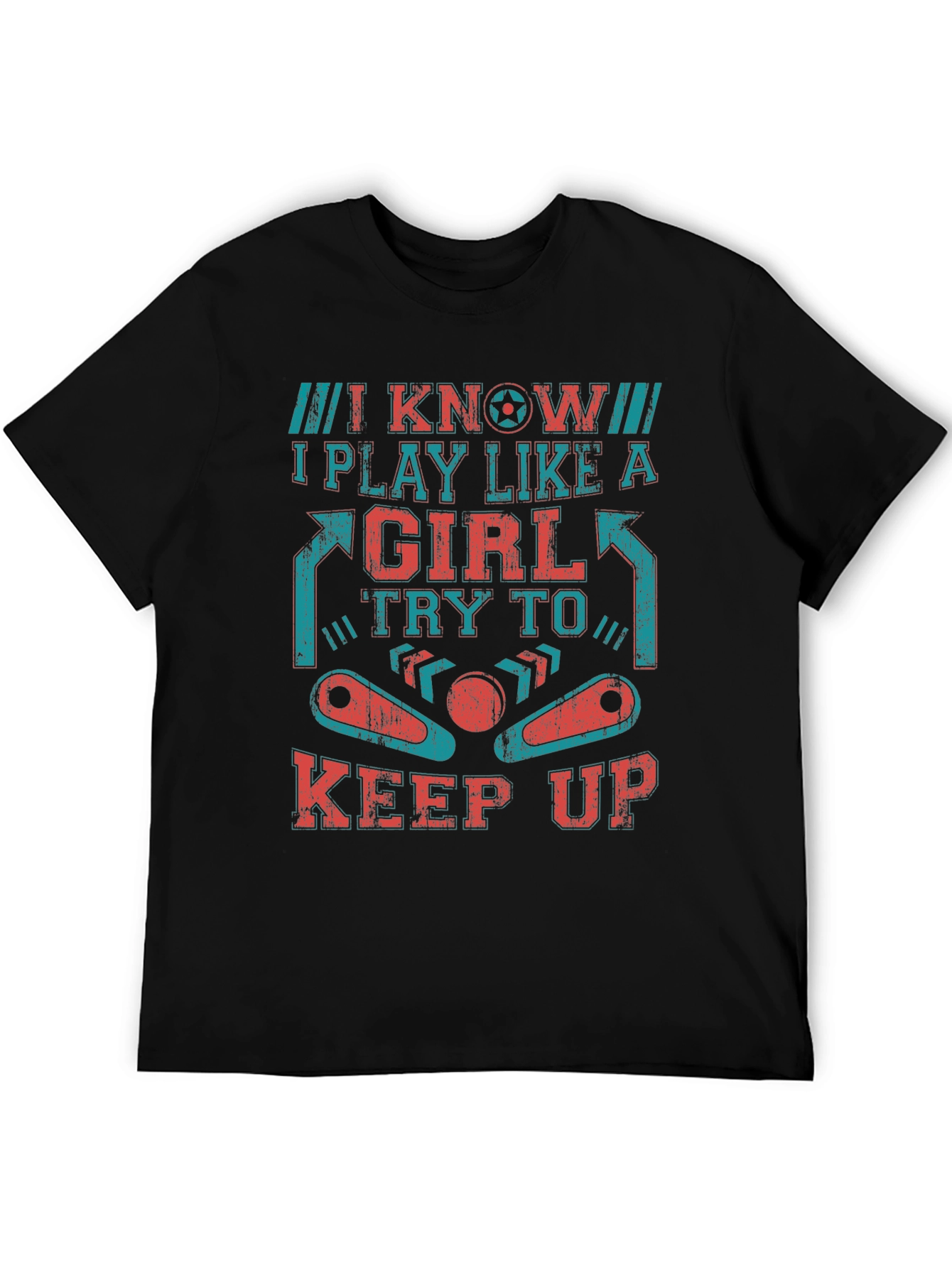 Black I Know I Play Like A Girl Pinball T-Shirt view 5