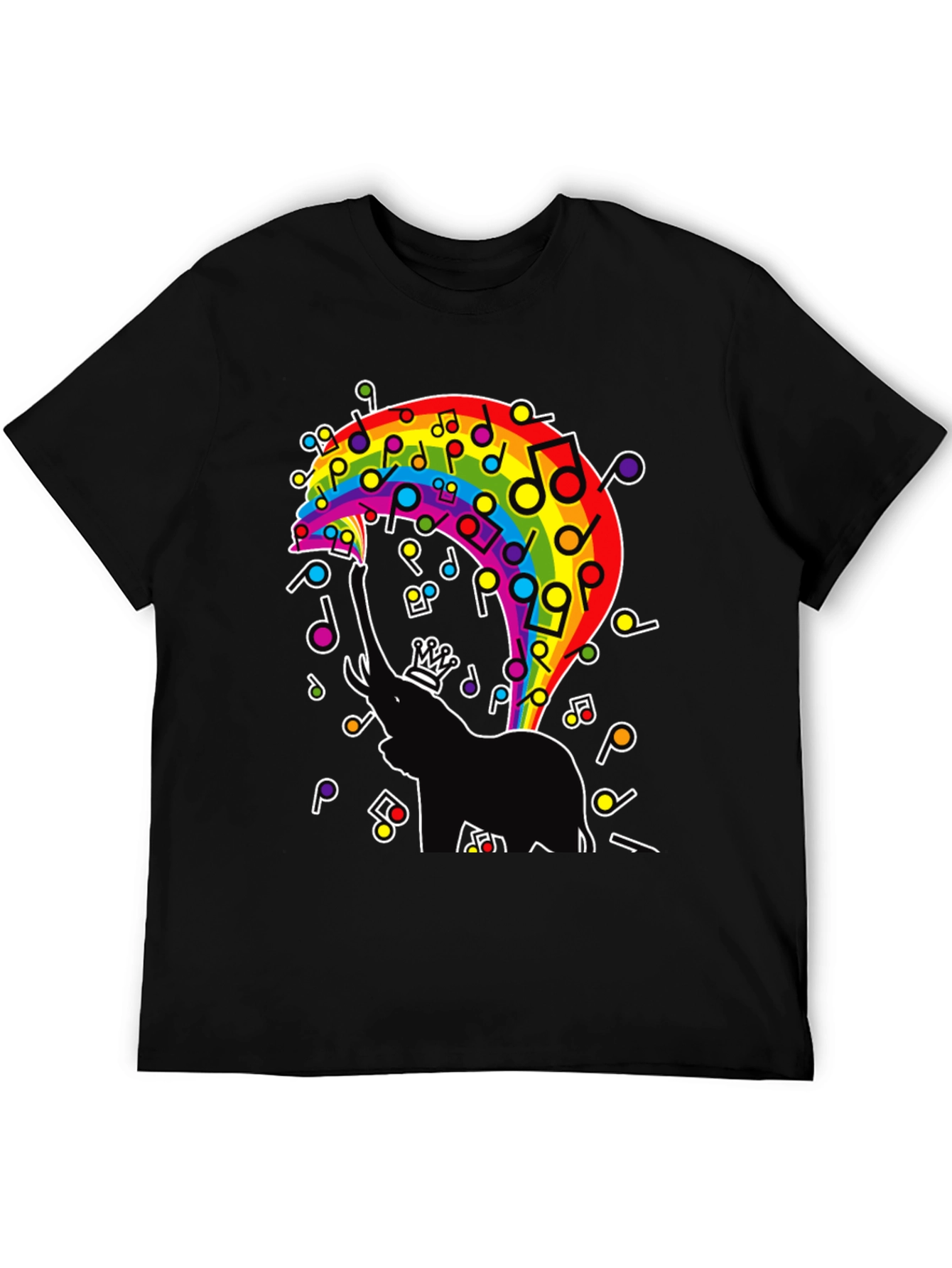 Black Rainbow Elephant Music Note Graphic Tee view 5