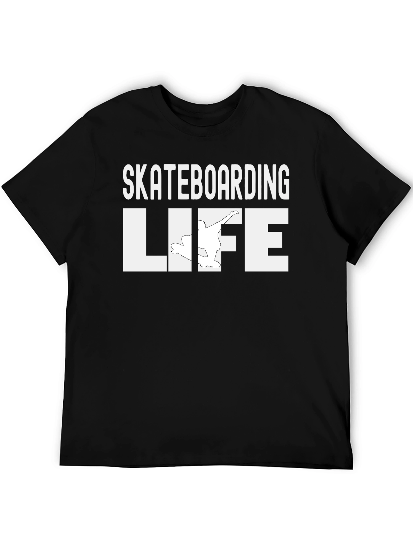 Black Skateboarding Life Graphic Tee - Black Cotton Casual Shirt view 5