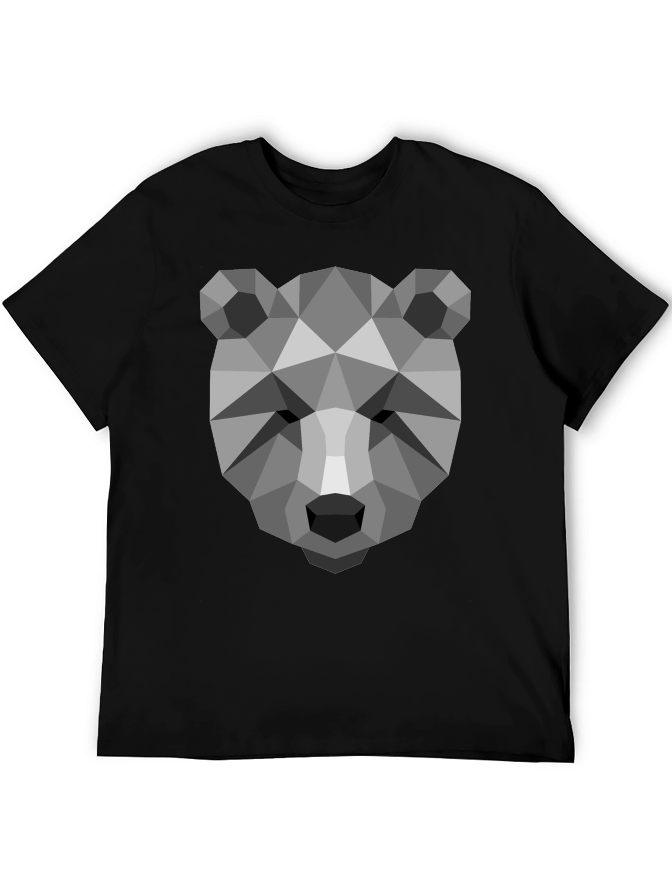 Black Geometric Bear Head T-Shirt - Modern Graphic Tee view 5
