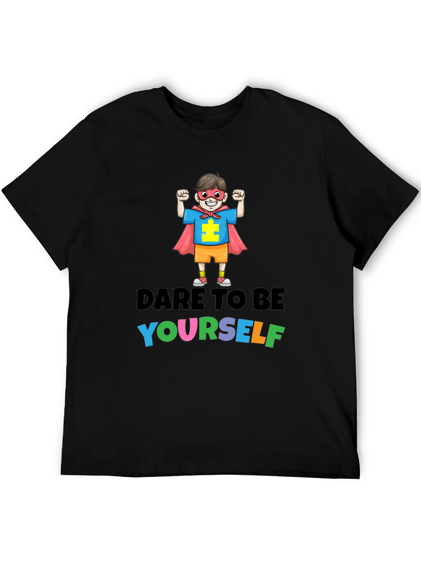 Black Dare to Be Yourself Autism Awareness T-Shirt view 5