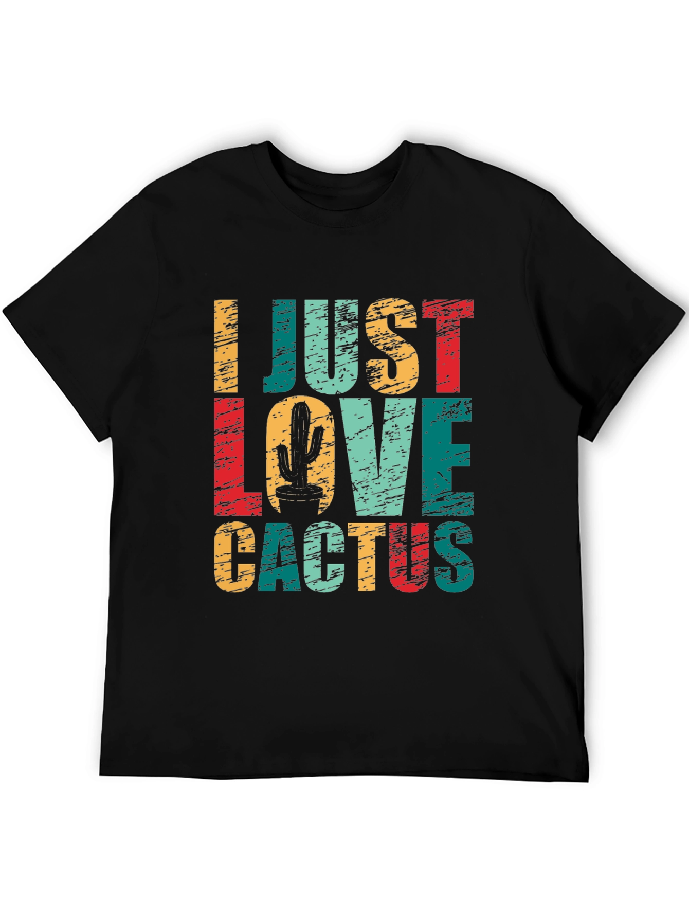 Black I Just Love Cactus Graphic T-Shirt - Unisex Cotton Tee view 5