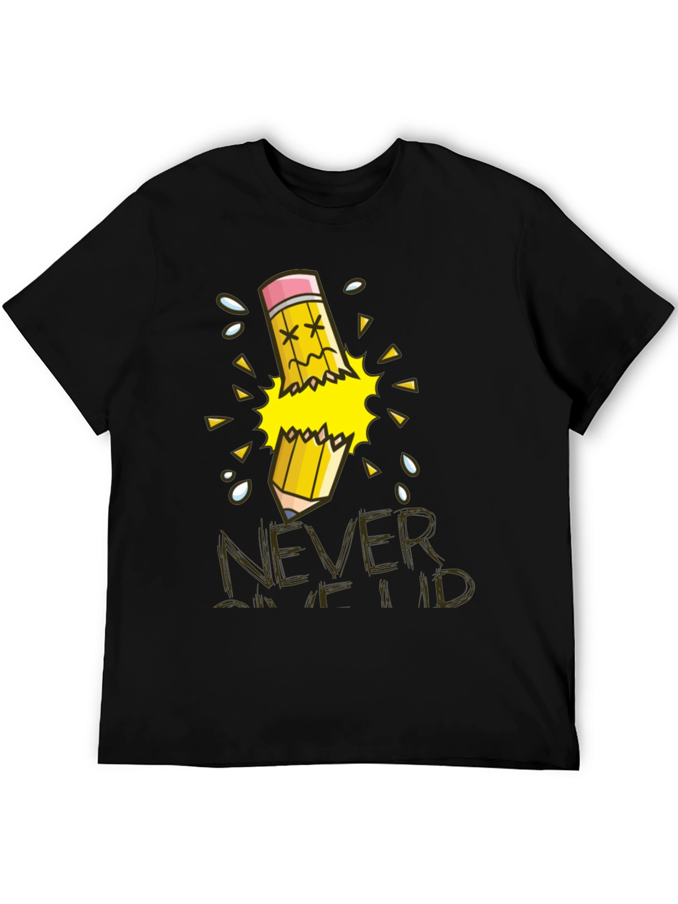 Black Never Give Up T-Shirt, Broken Pencil Design view 5