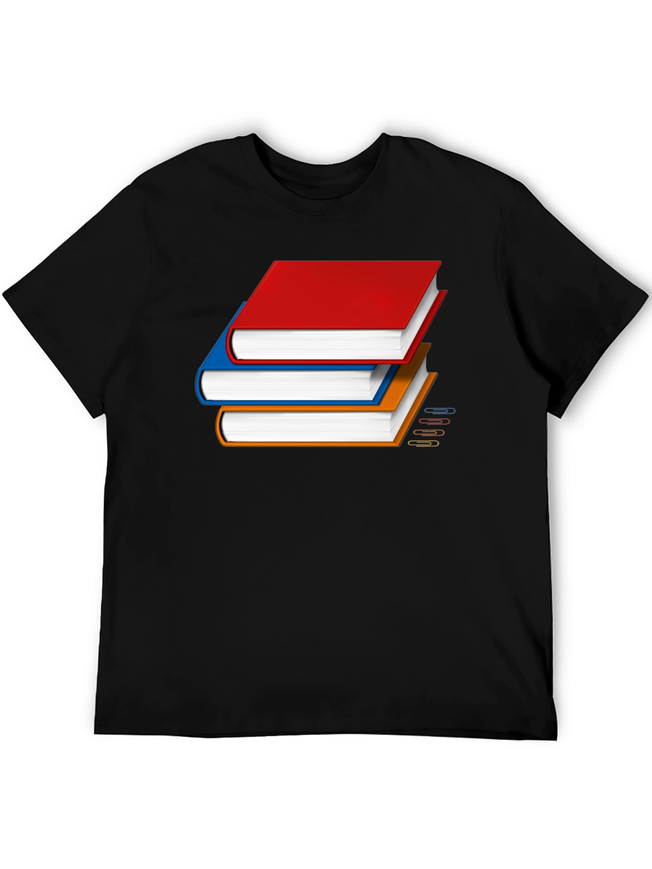Black Book Stack Graphic T-Shirt - Novelty Reader Tee view 5