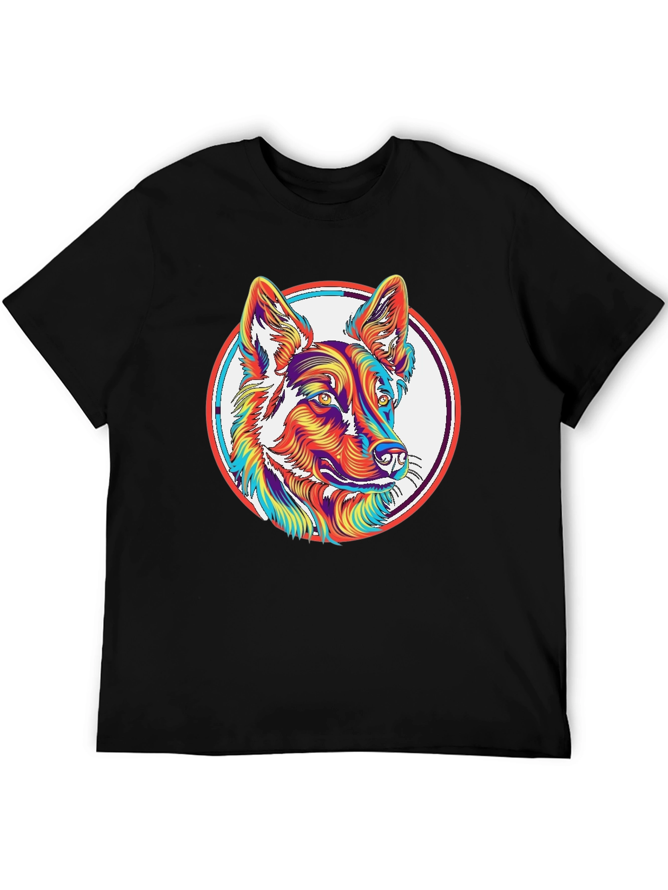 Black Psychedelic Dog Graphic T-Shirt view 5