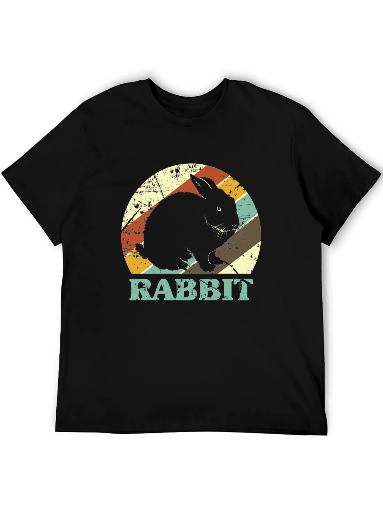 Black Retro Rabbit Graphic Tee - Vintage Style T-Shirt view 5