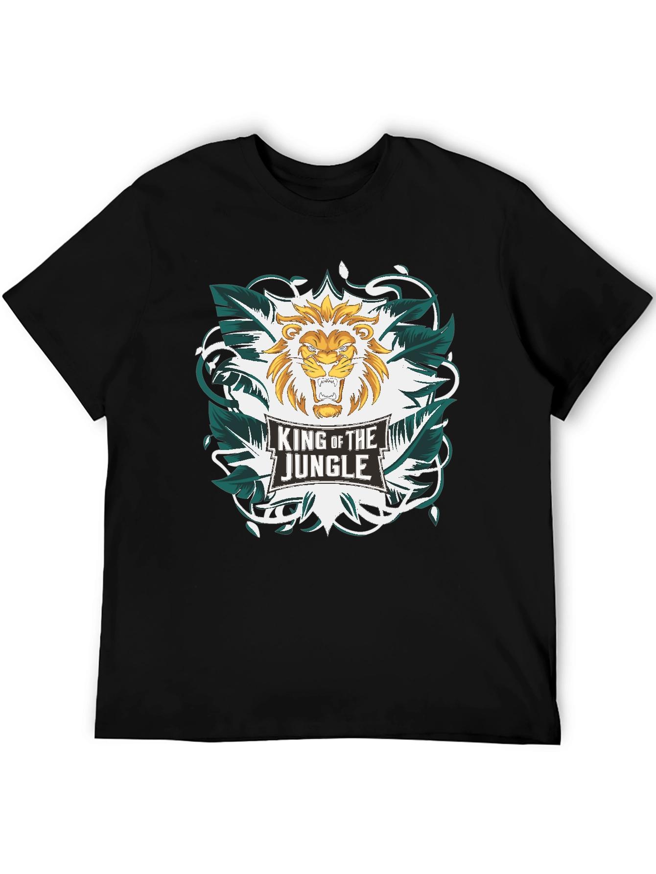 Black King of the Jungle Lion Graphic T-Shirt view 5