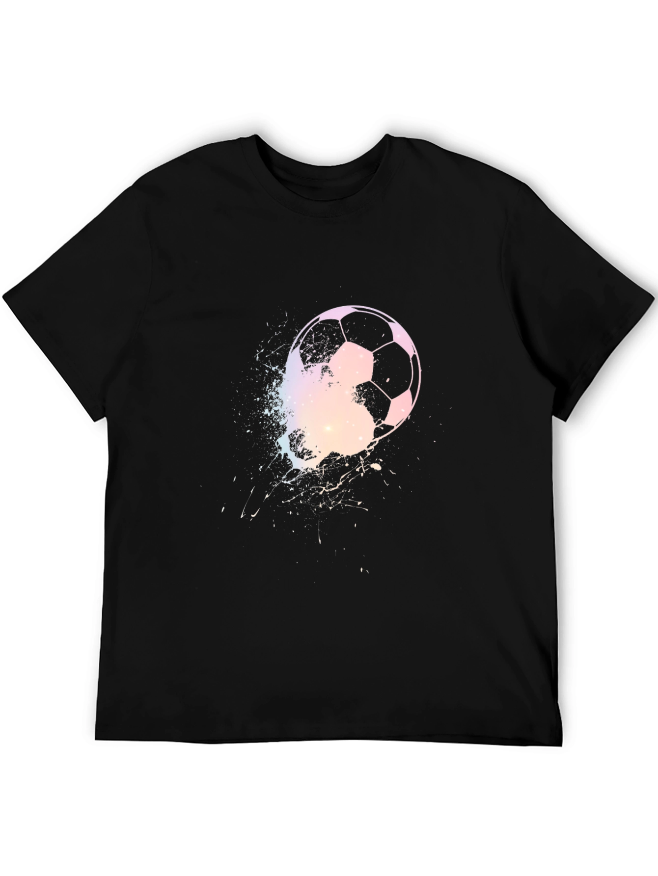 Black Soccer Ball Graphic Print Men's Black T-Shirt view 5
