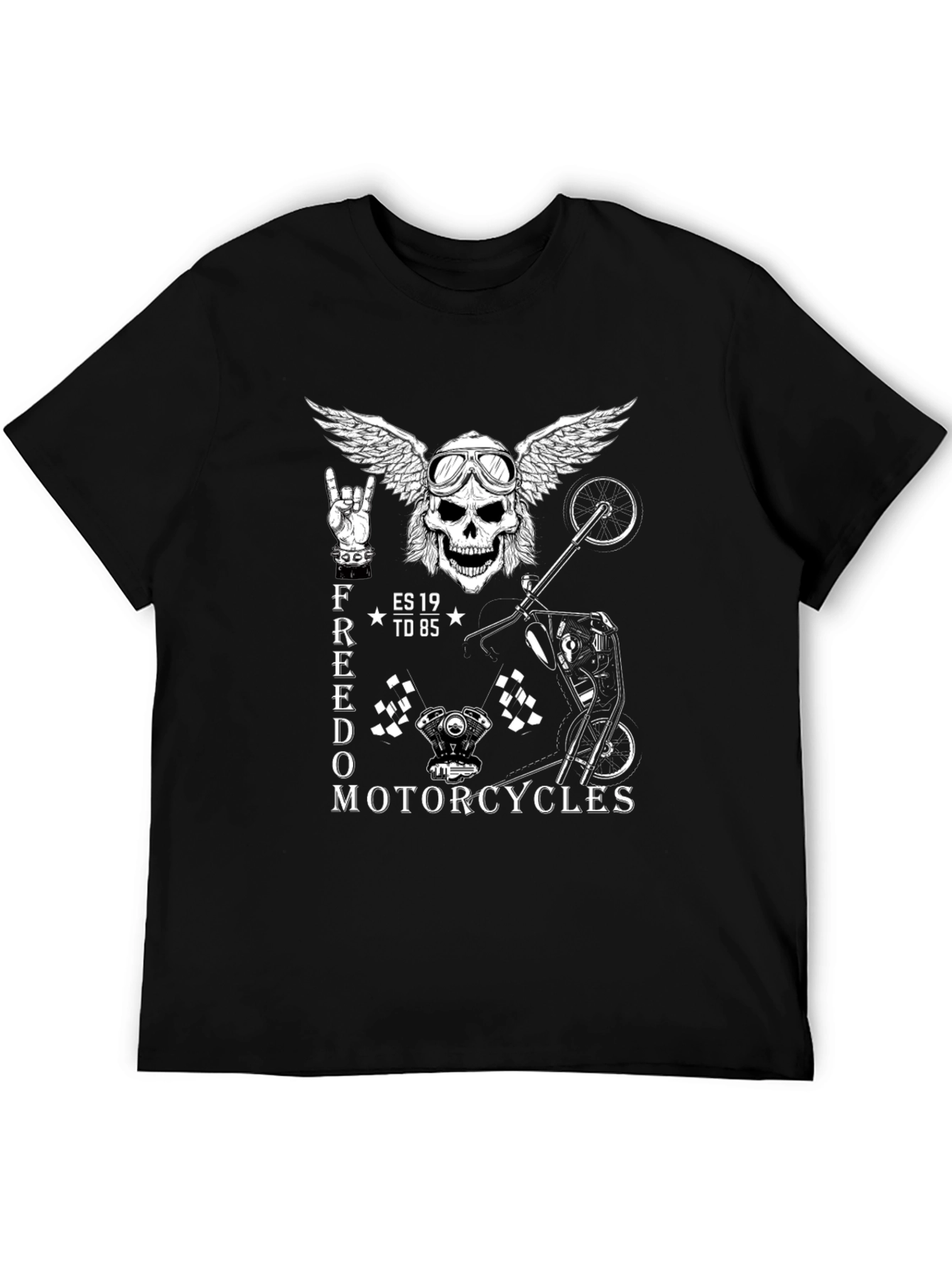 Black Freedom Motorcycles Graphic T-Shirt - Black view 5