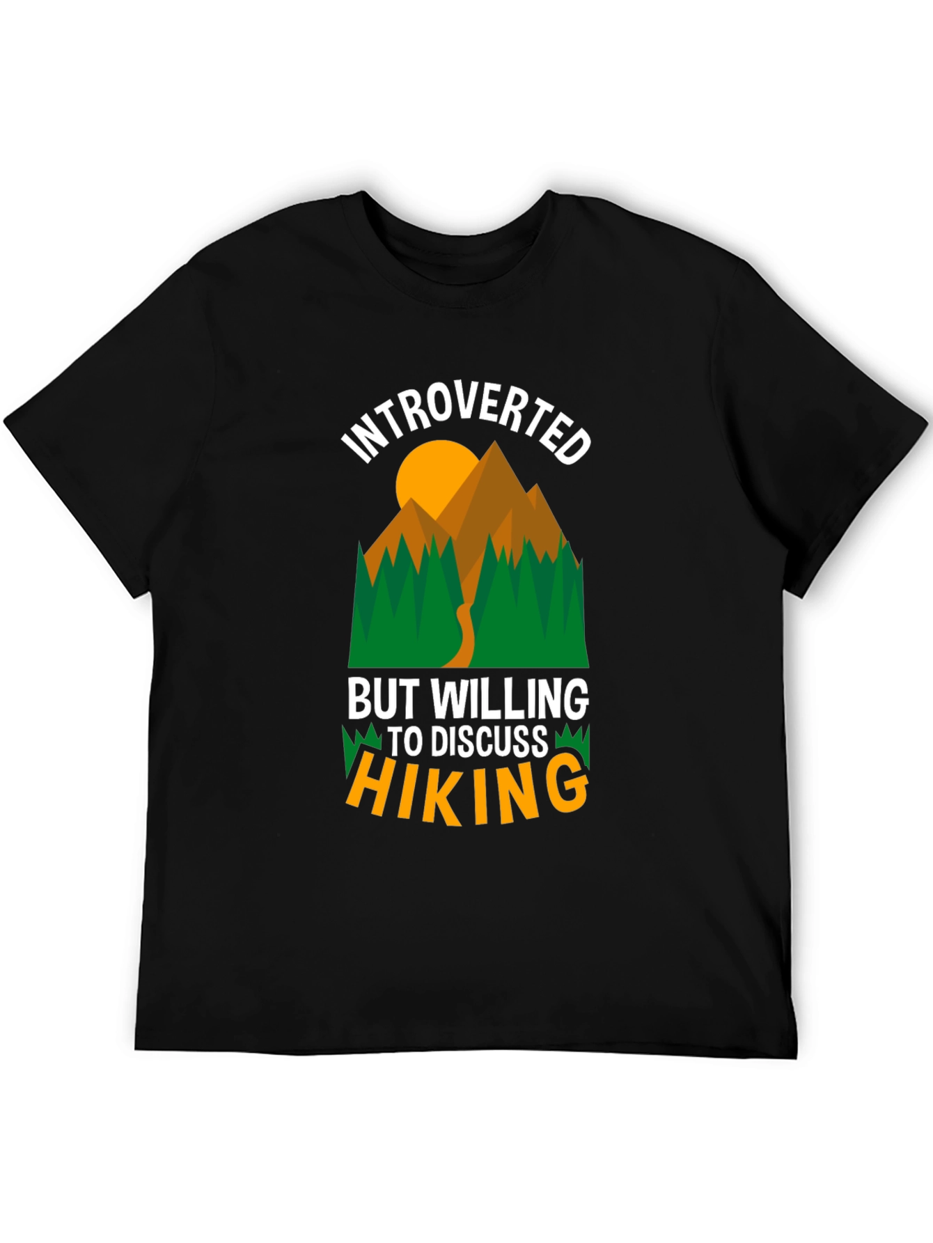 Black Introverted Hiking Graphic T-Shirt view 5
