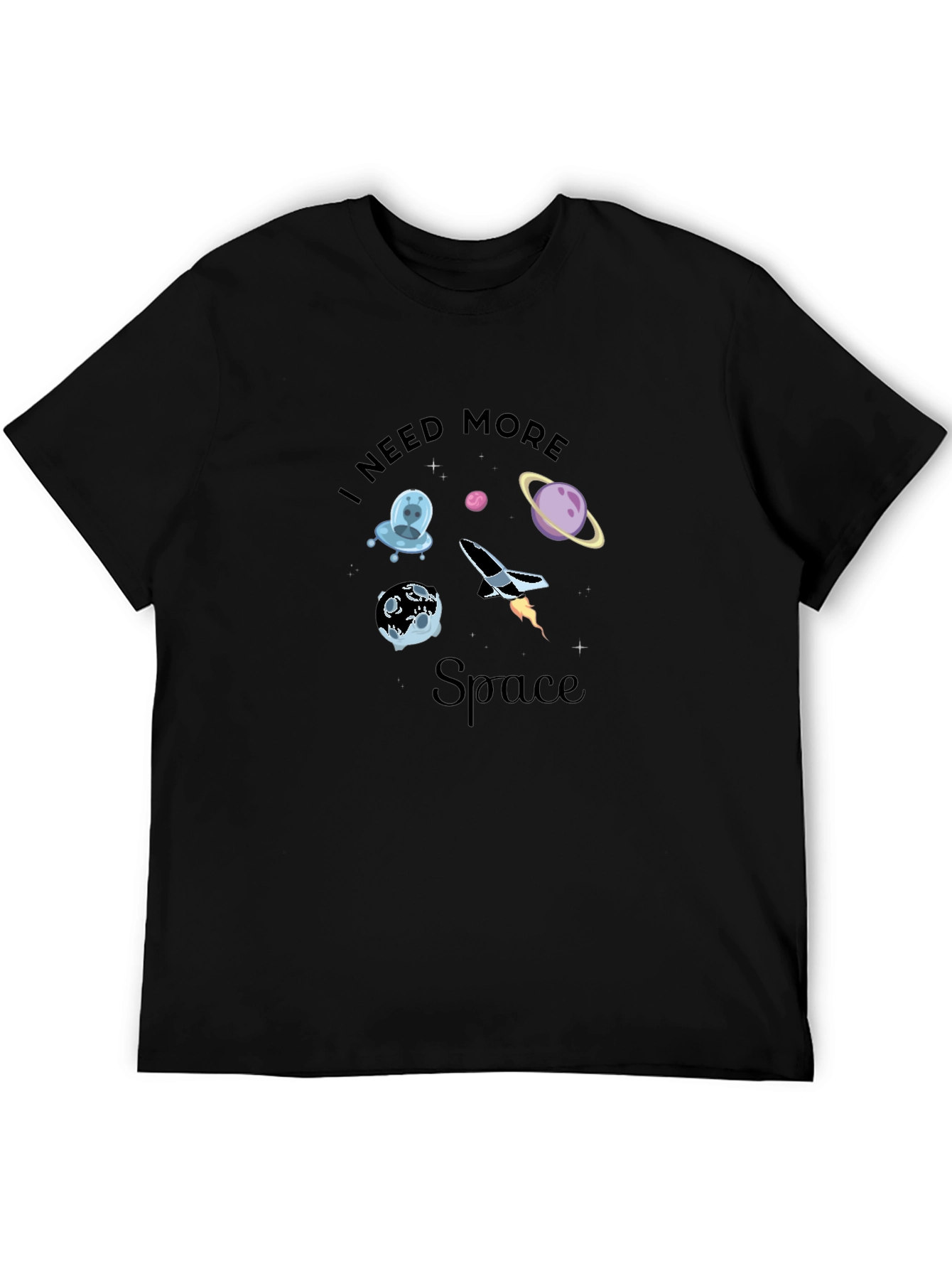 Black I Need More Space Graphic T-Shirt view 5