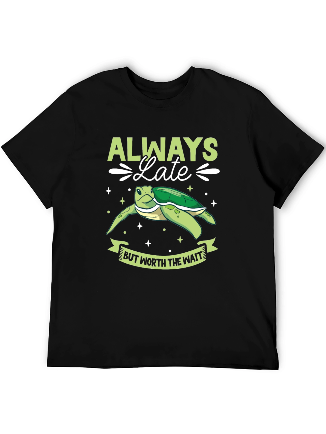 Black Always Late Turtle Graphic Tee view 5