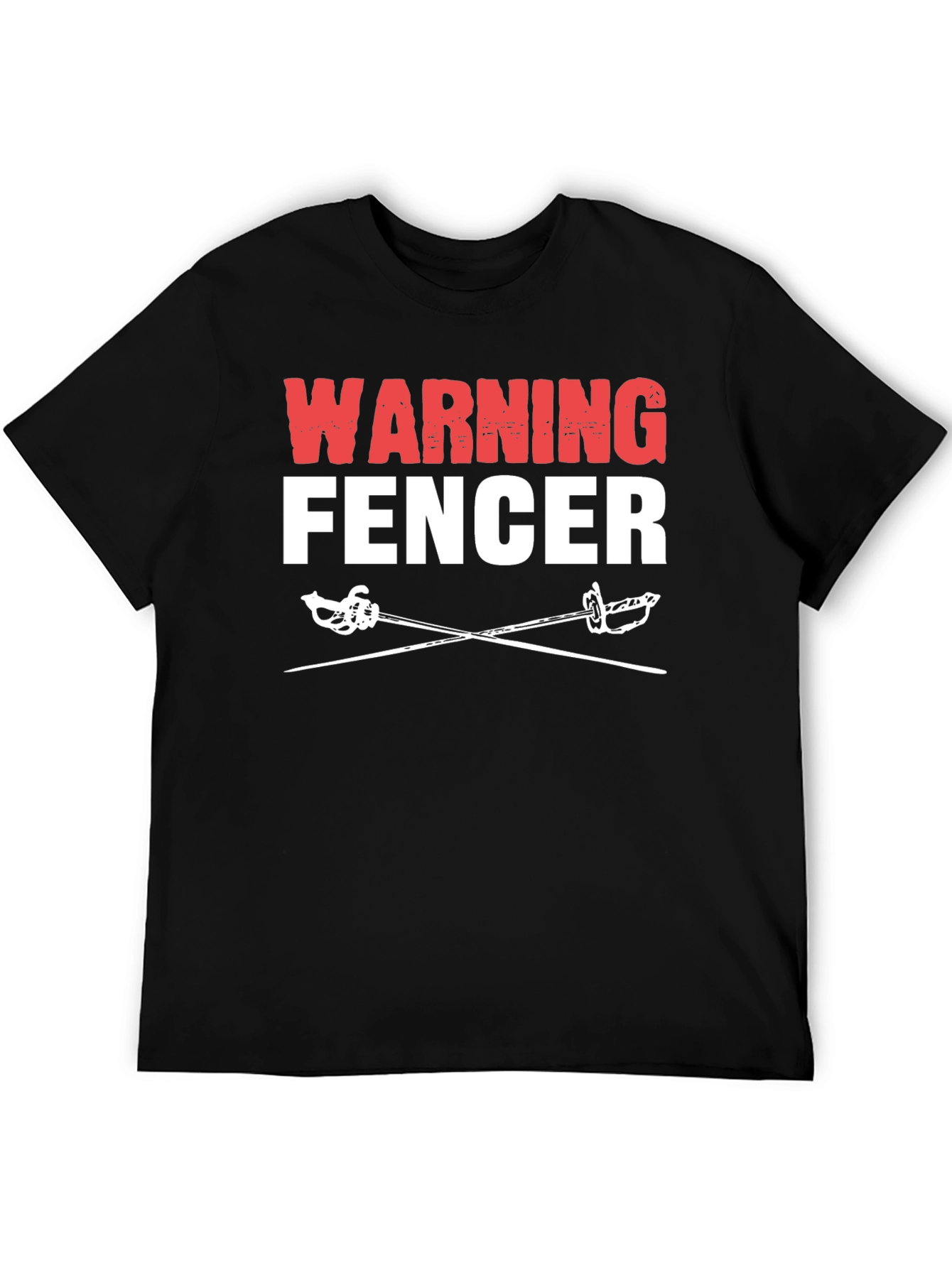 Black Warning Fencer T-Shirt Black Cotton Tee view 5