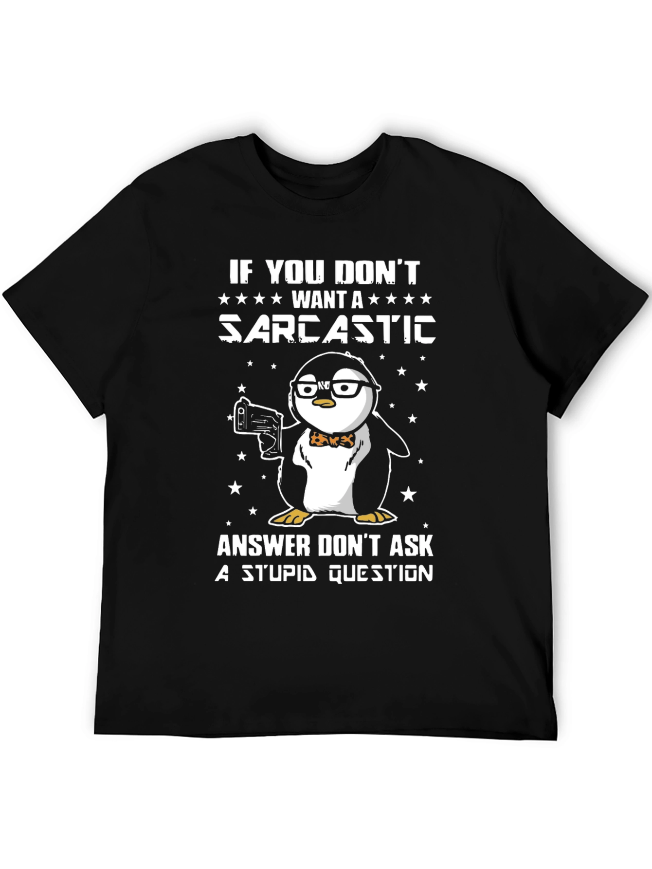 Black Sarcastic Penguin T-Shirt - Funny Graphic Tee view 5