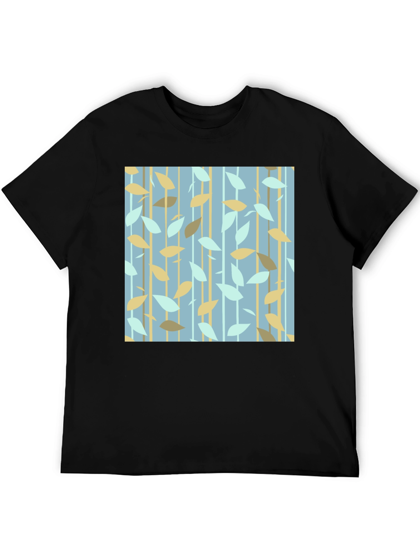 Black Abstract Leaf Print T-Shirt view 5