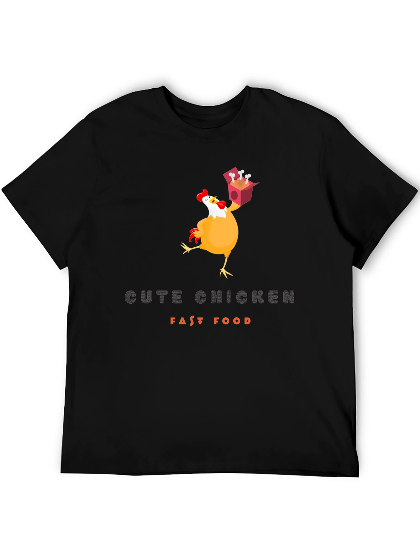Black Funny Chicken Fast Food T-Shirt view 5