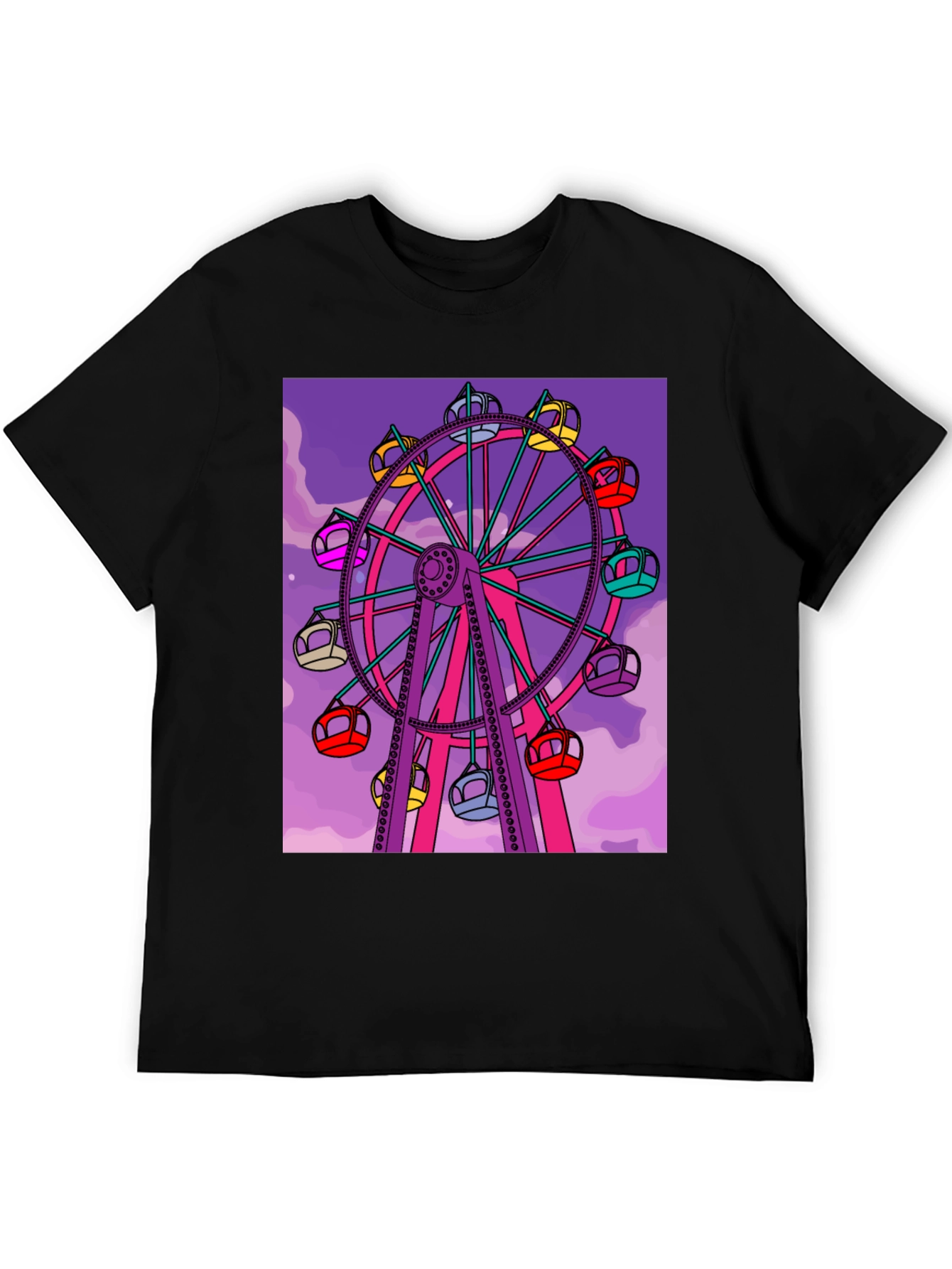 Black Ferris Wheel Graphic Tee - Fun Carnival Shirt view 5
