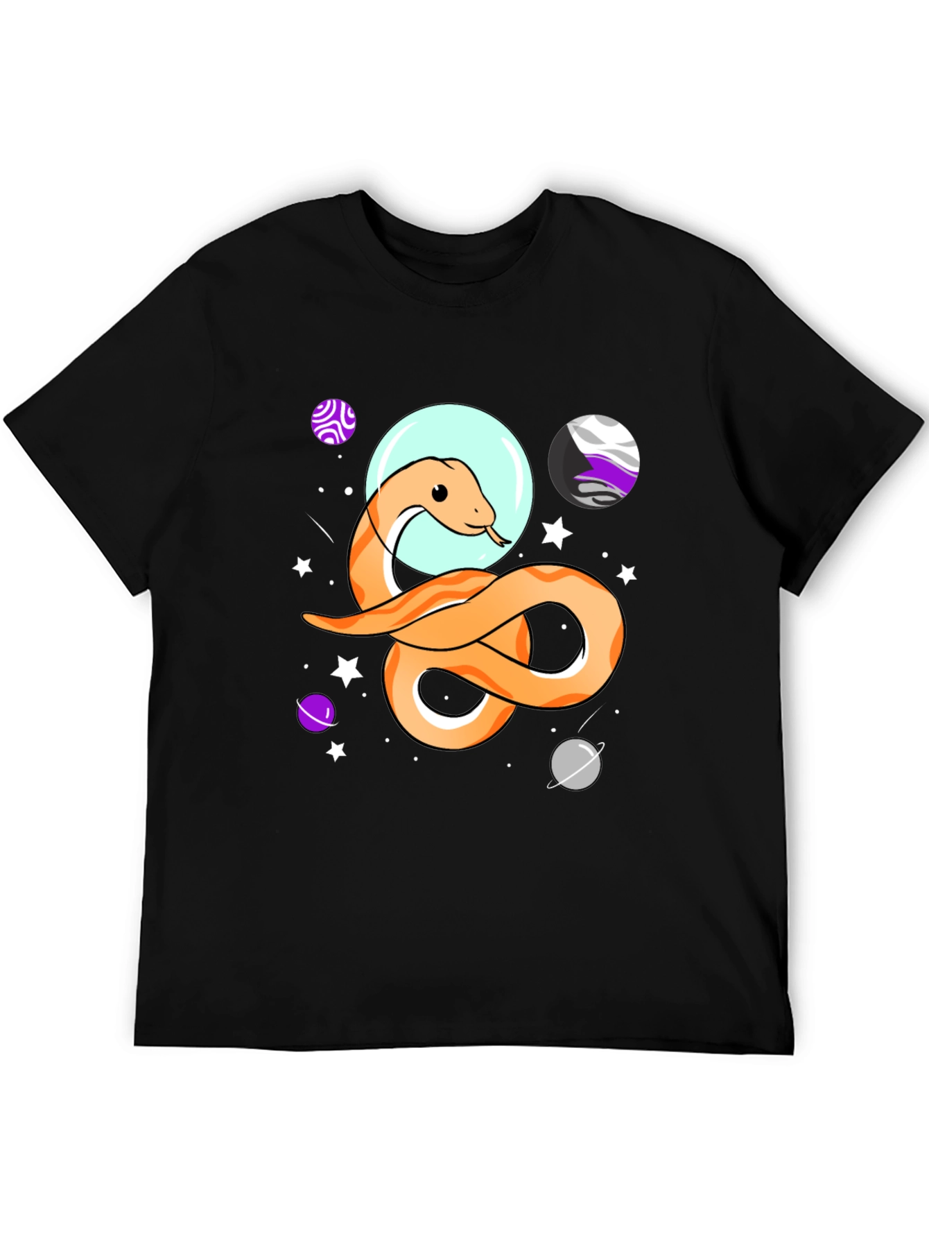 Black Space Snake Graphic Tee - Black Cotton T-Shirt view 5