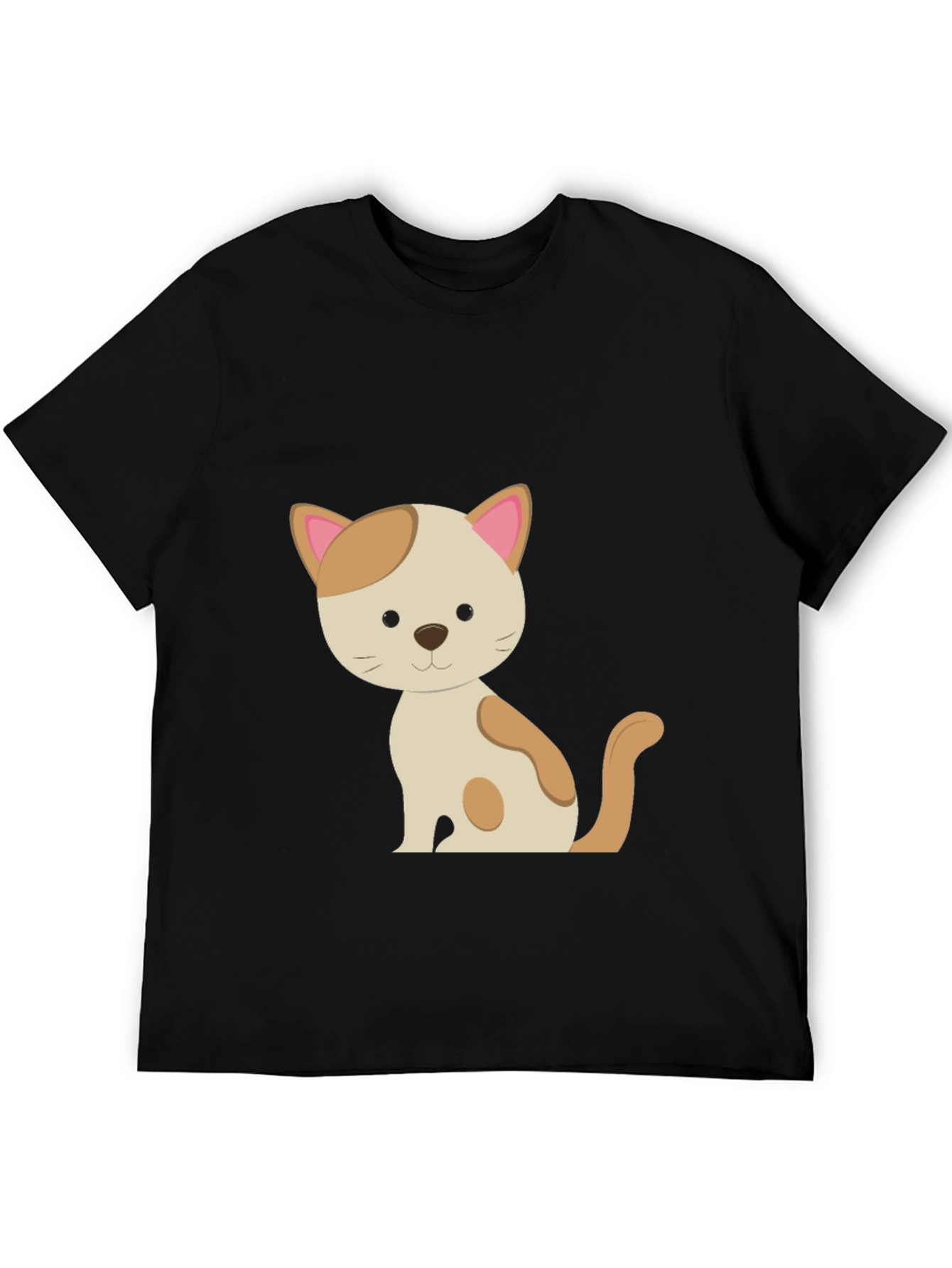 Black Cute Cat Graphic Tee - Unisex Black T-Shirt view 5