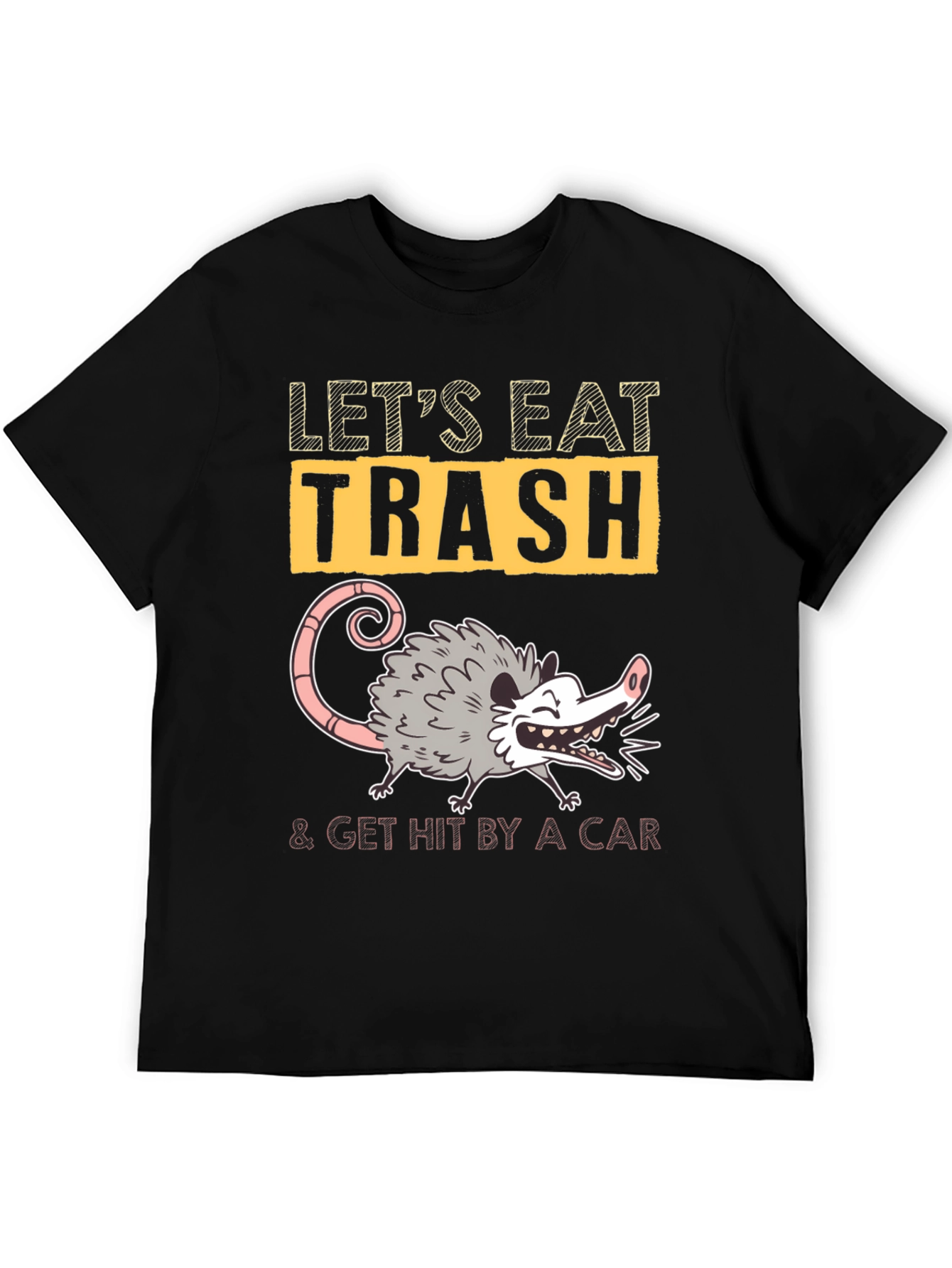 Black Let's Eat Trash Opossum Graphic Tee view 5