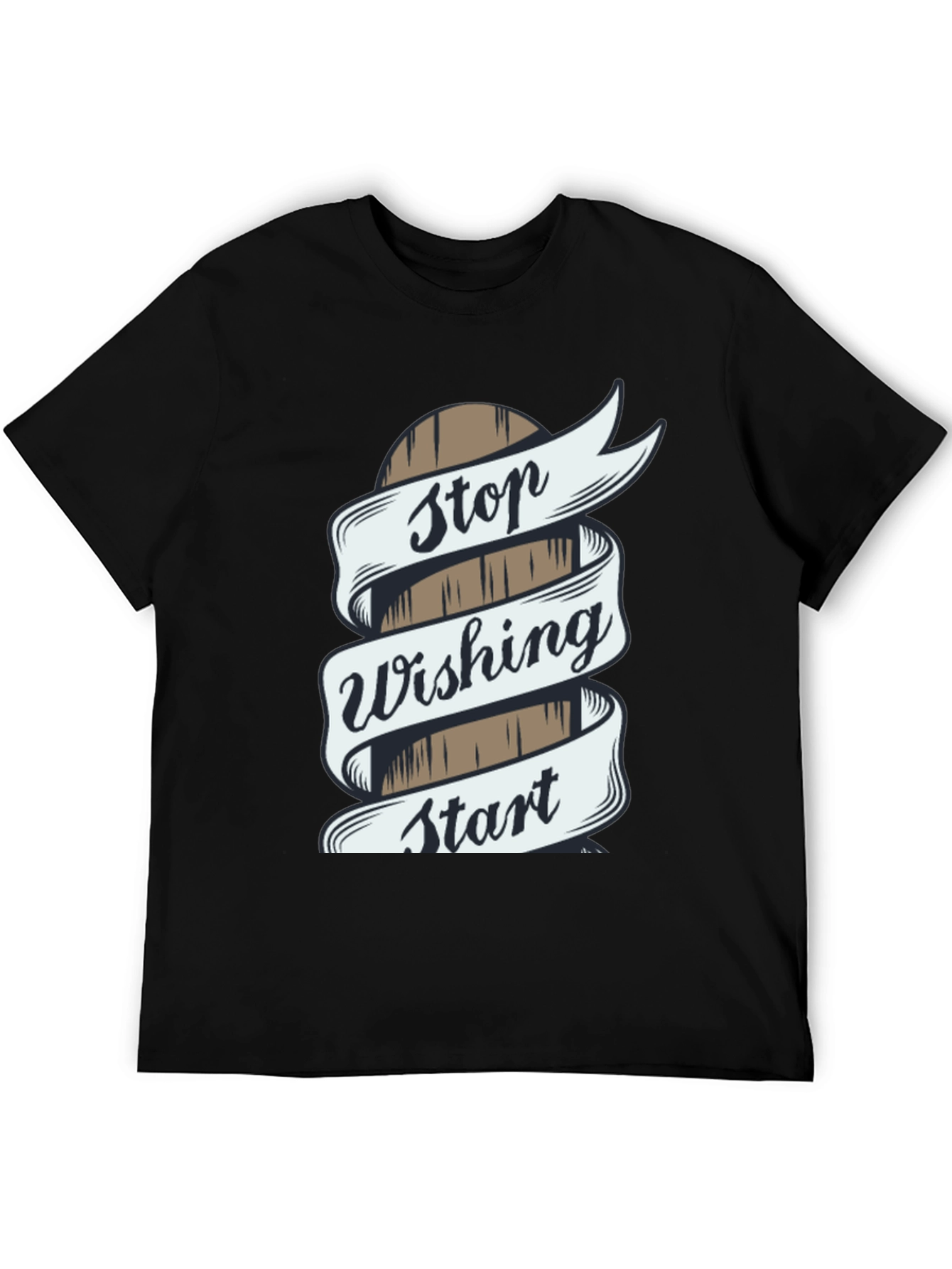 Black Stop Wishing Start Doing T-Shirt view 5