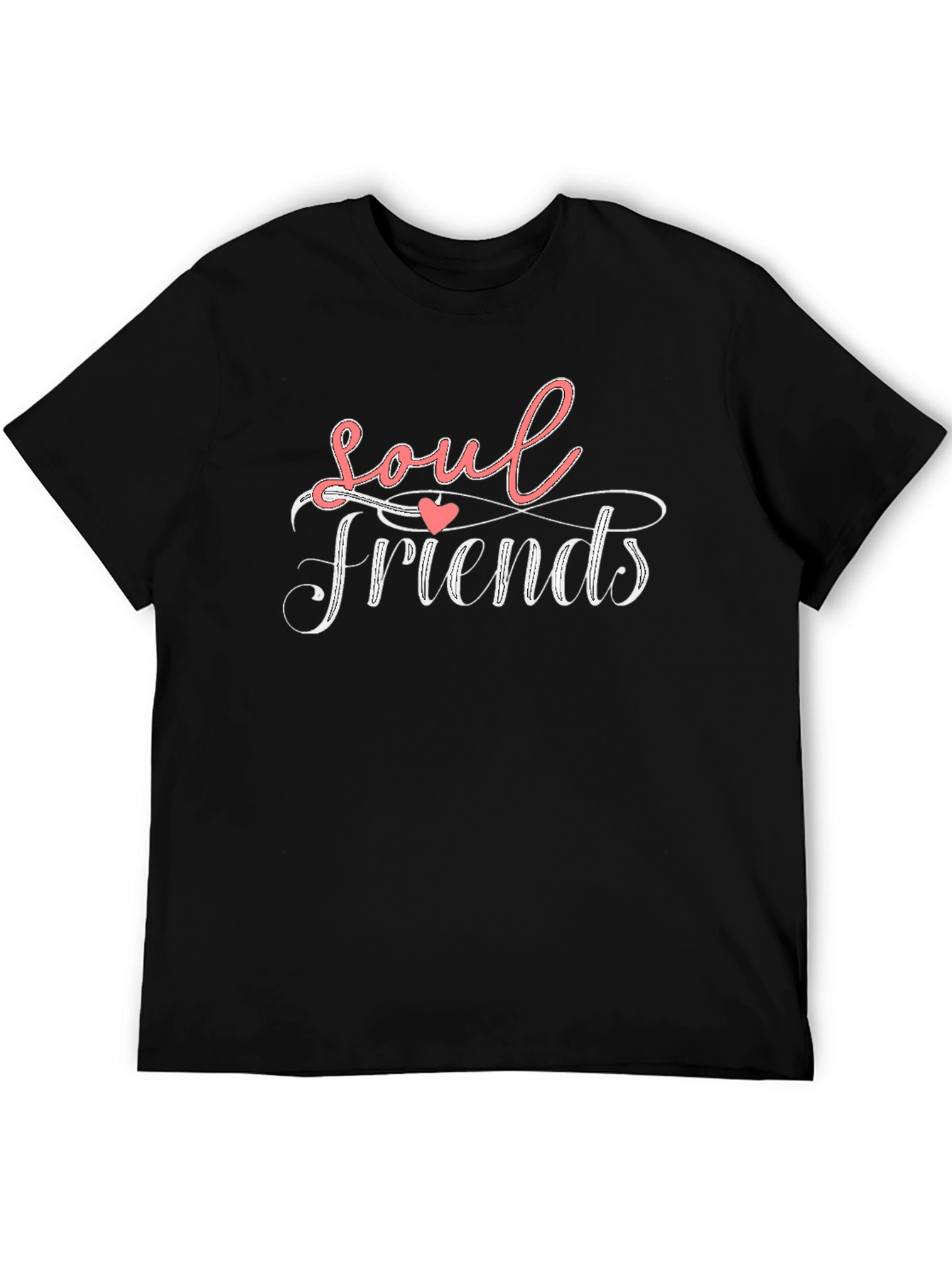Black Soul Friends Graphic Tee - Heart Accent, Trendy Casual Wear view 5