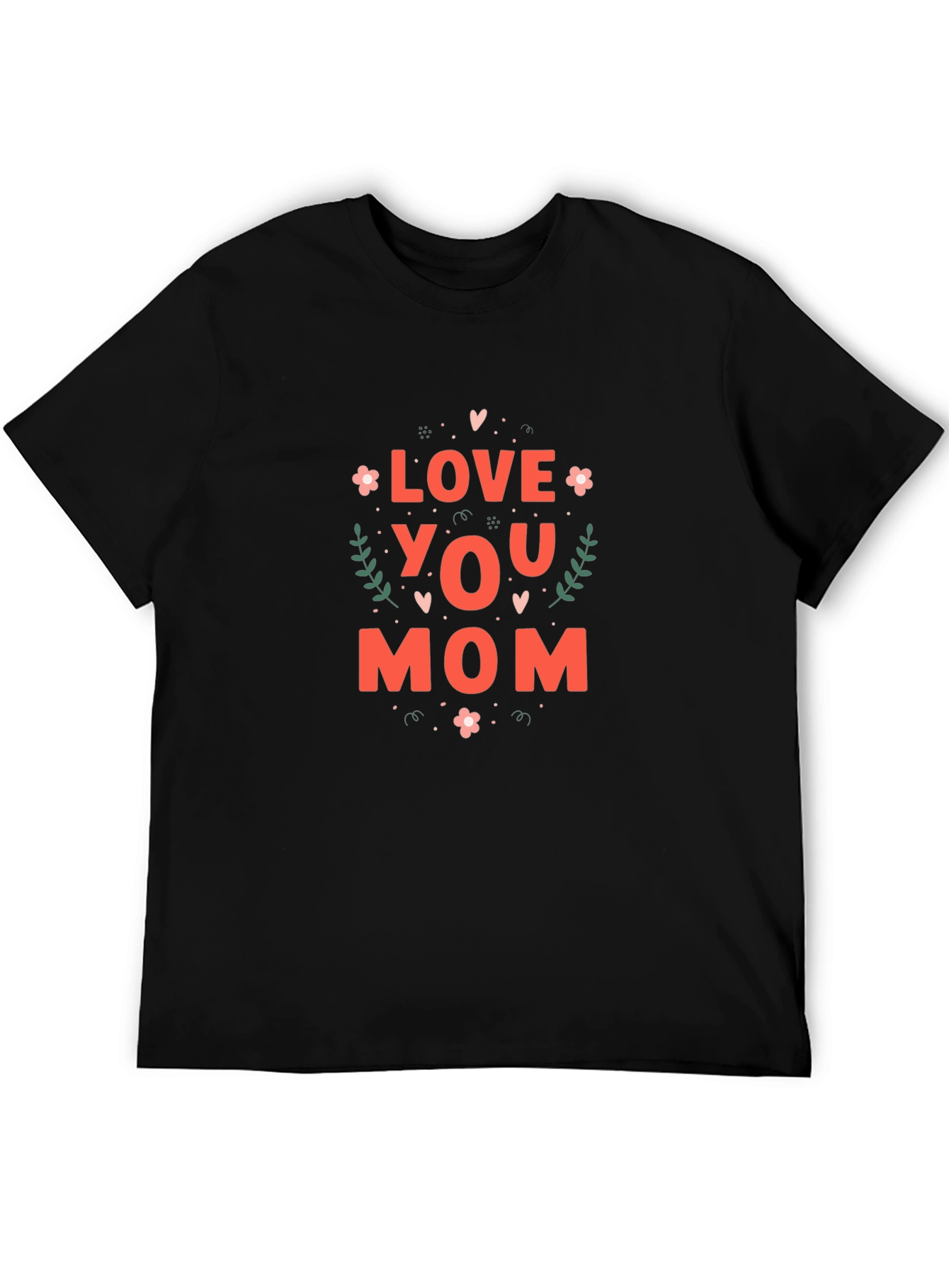 Black Love You Mom Graphic T-Shirt - Black view 5