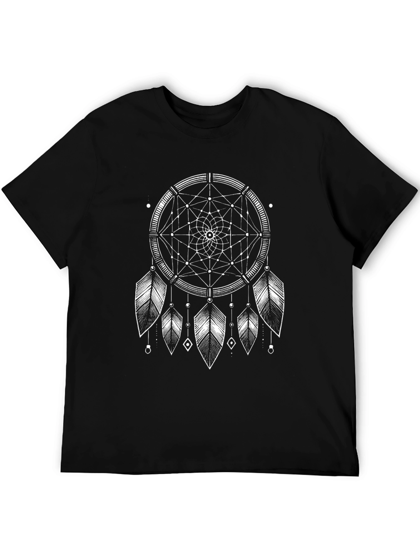 Black Dreamcatcher Graphic Tee - Black Cotton T-Shirt view 5