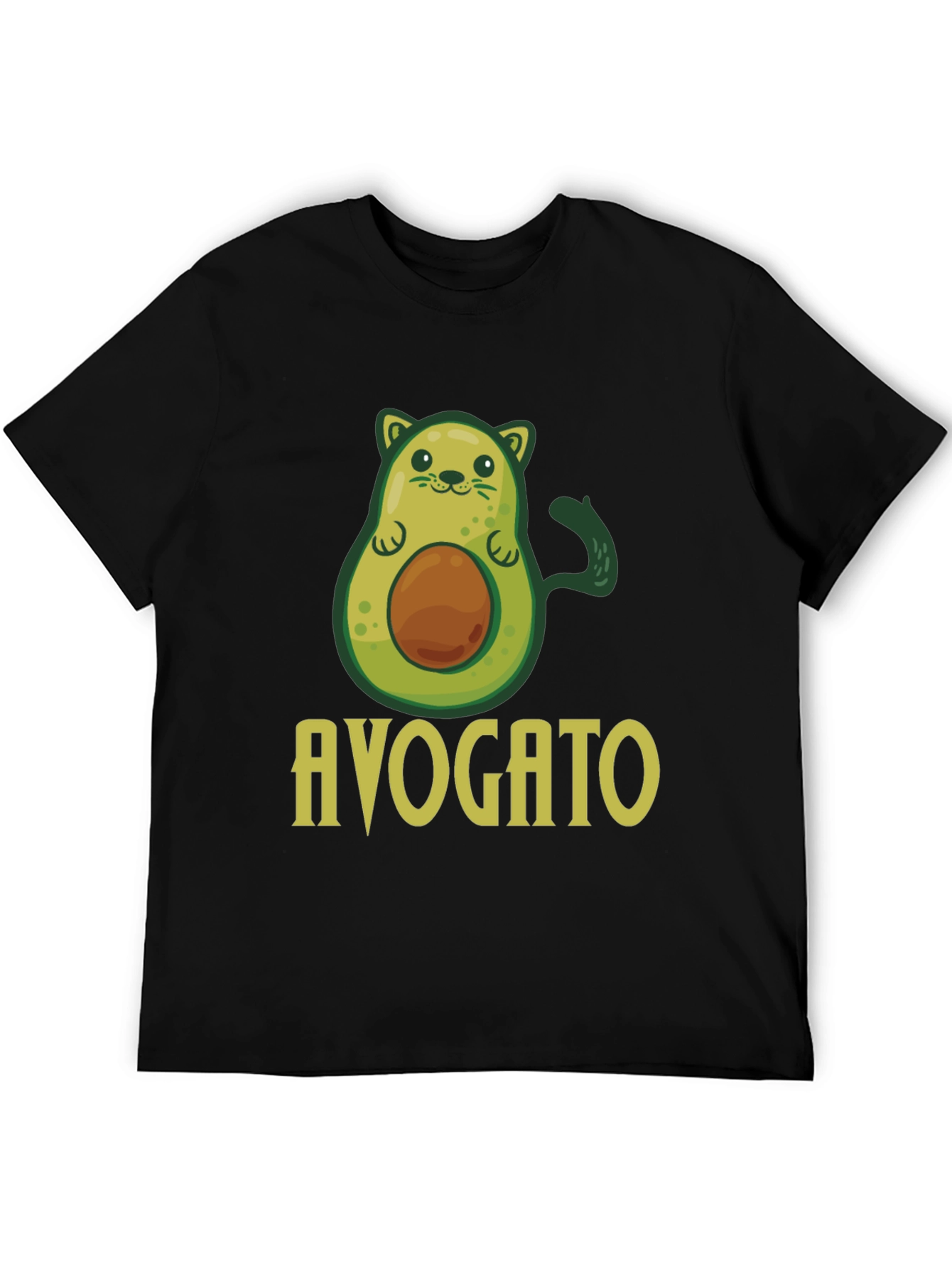 Black Avogato T-Shirt - Avocado Cat Pun Graphic Tee view 5