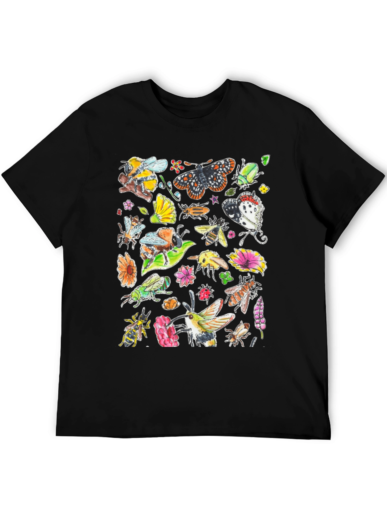 Black Nature Insects Black T-Shirt view 5